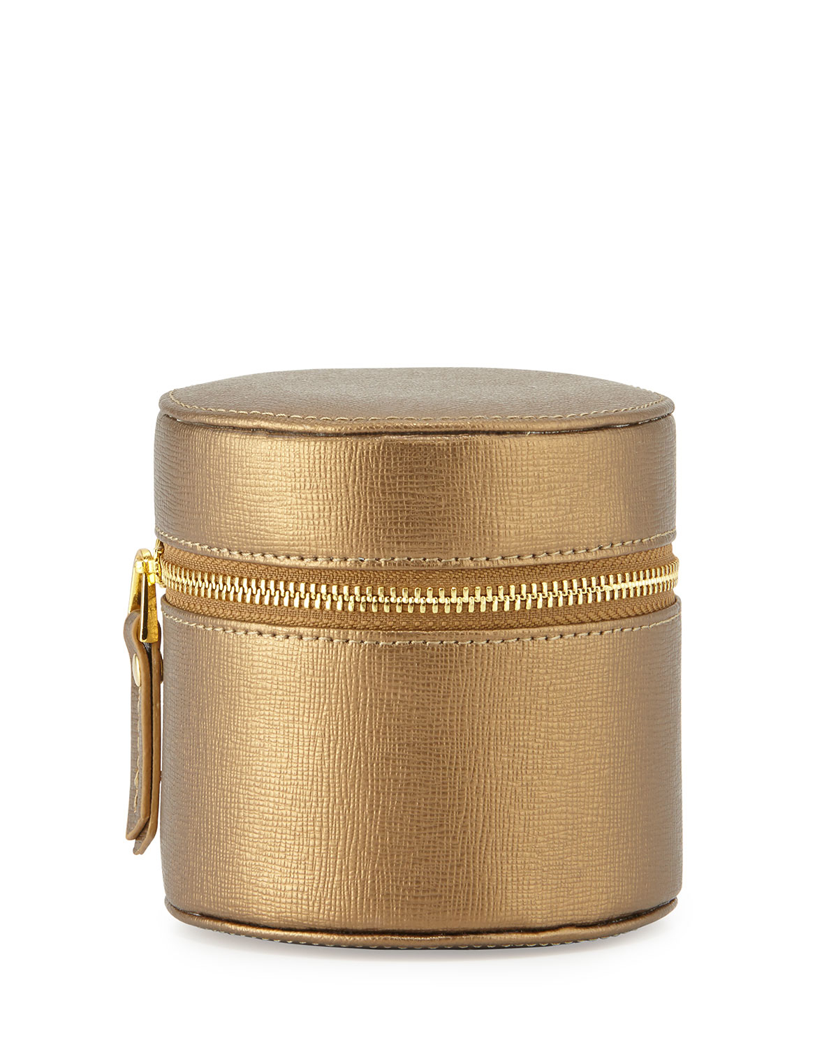 Neiman marcus Round Leather Jewelry Case in Metallic Lyst