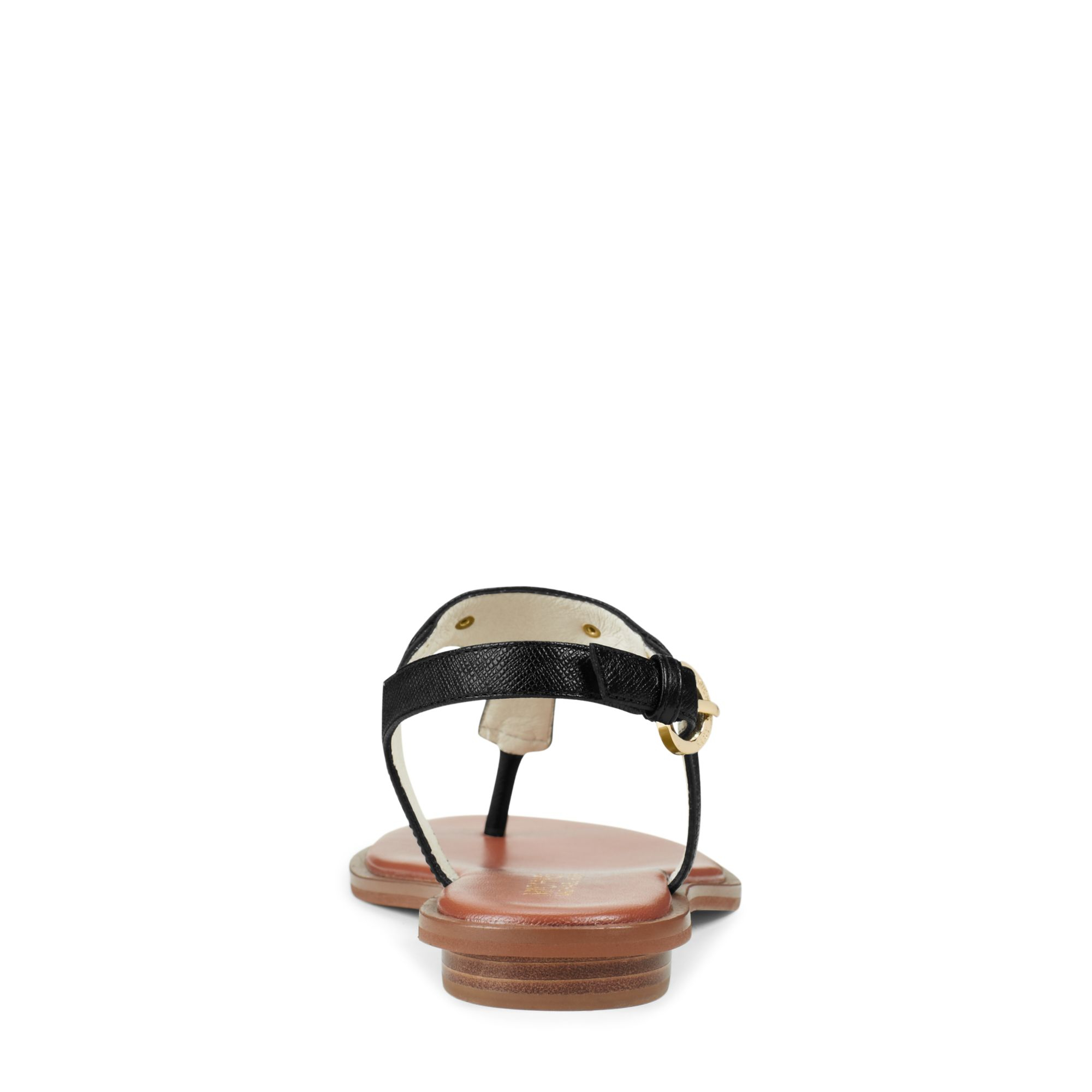 michael kors logo plate leather sandal