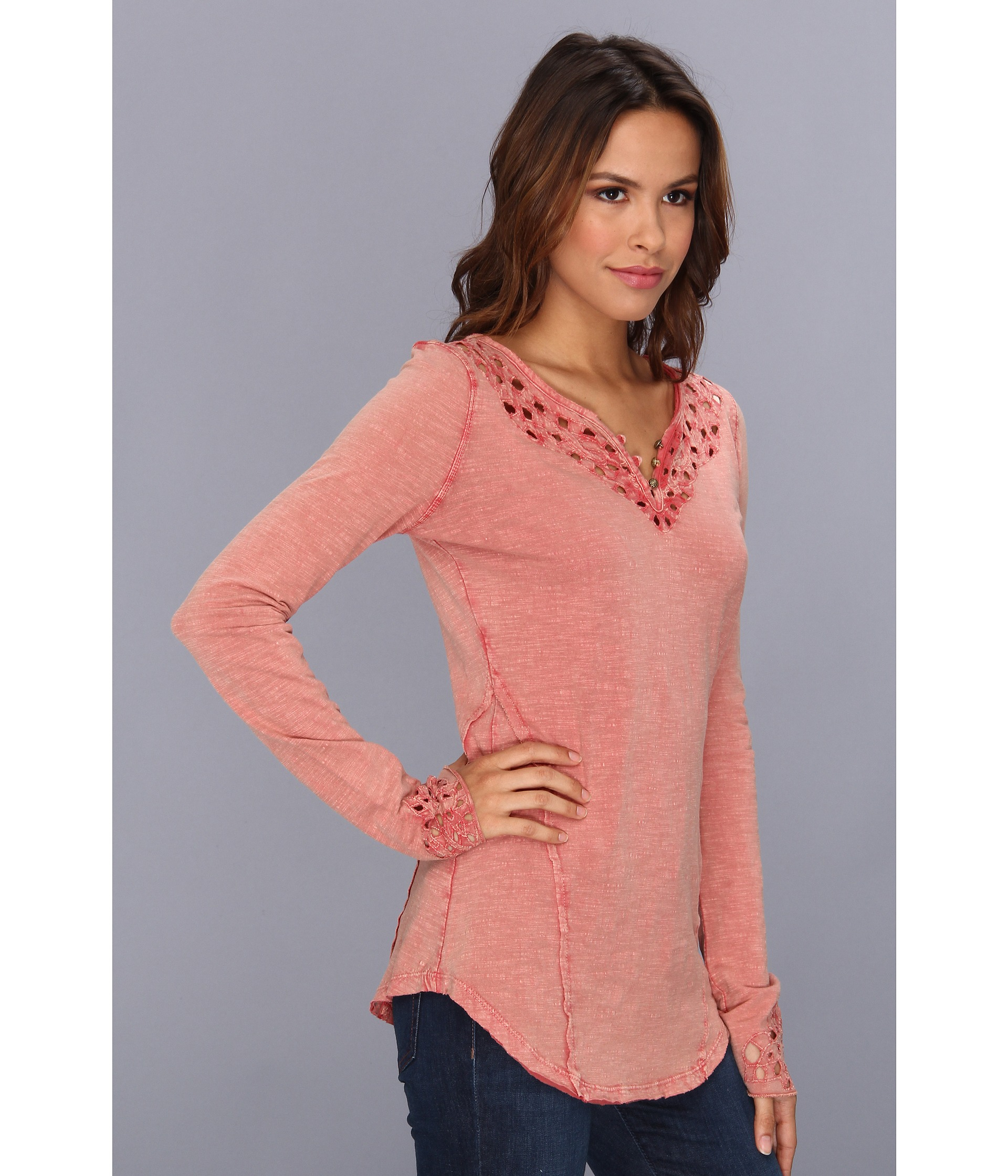 Free people Blue Luna Long Sleeve Top in Red (Watermelon) | Lyst