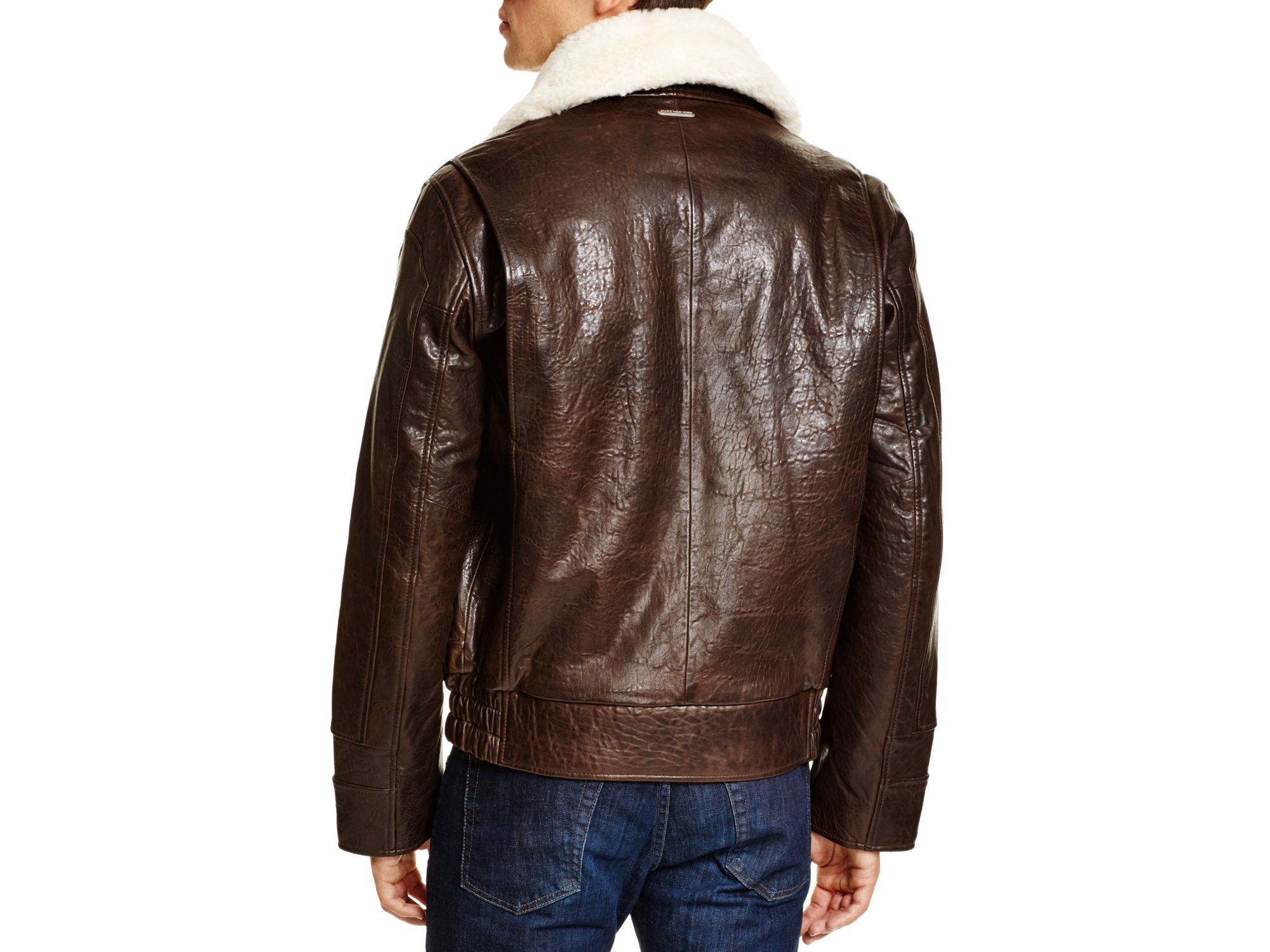 Marc New York Carmine Aviator Leather Bomber Jacket in Brown for Men - Lyst