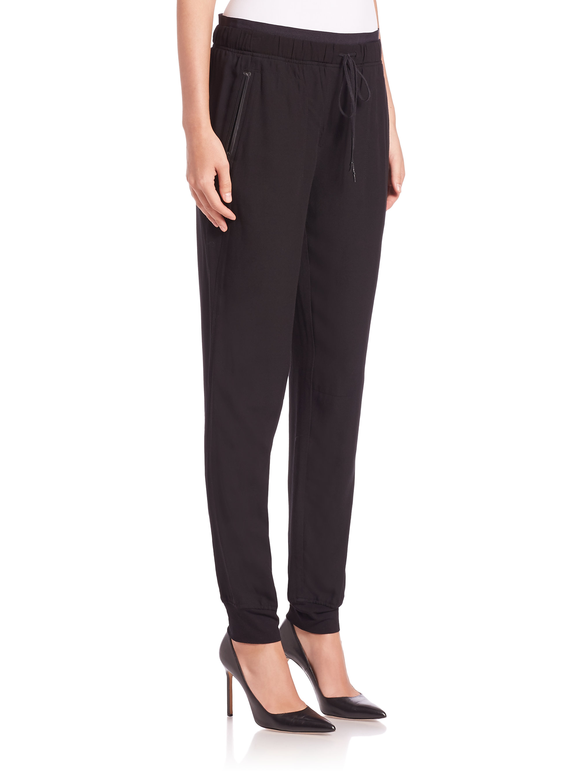 Lyst - Dkny Ribbed Pull-on Pants in Black