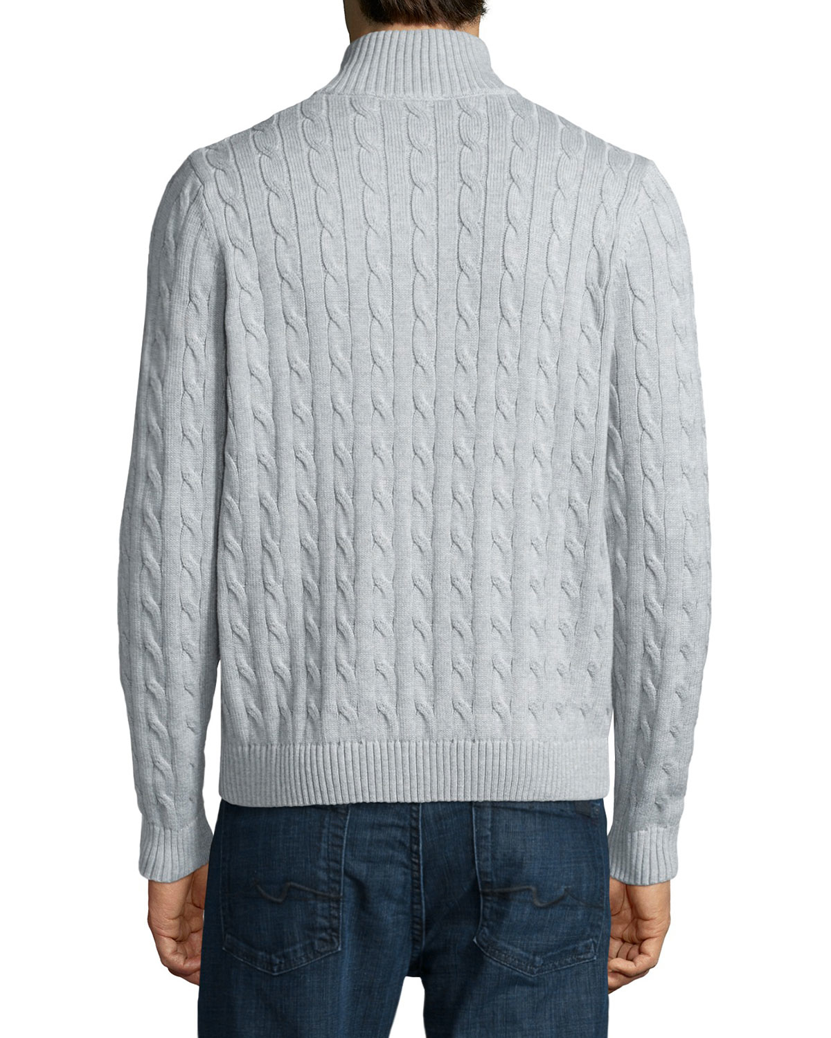 Lacoste Cable-knit Half-zip Knit Sweater in Gray for Men - Lyst