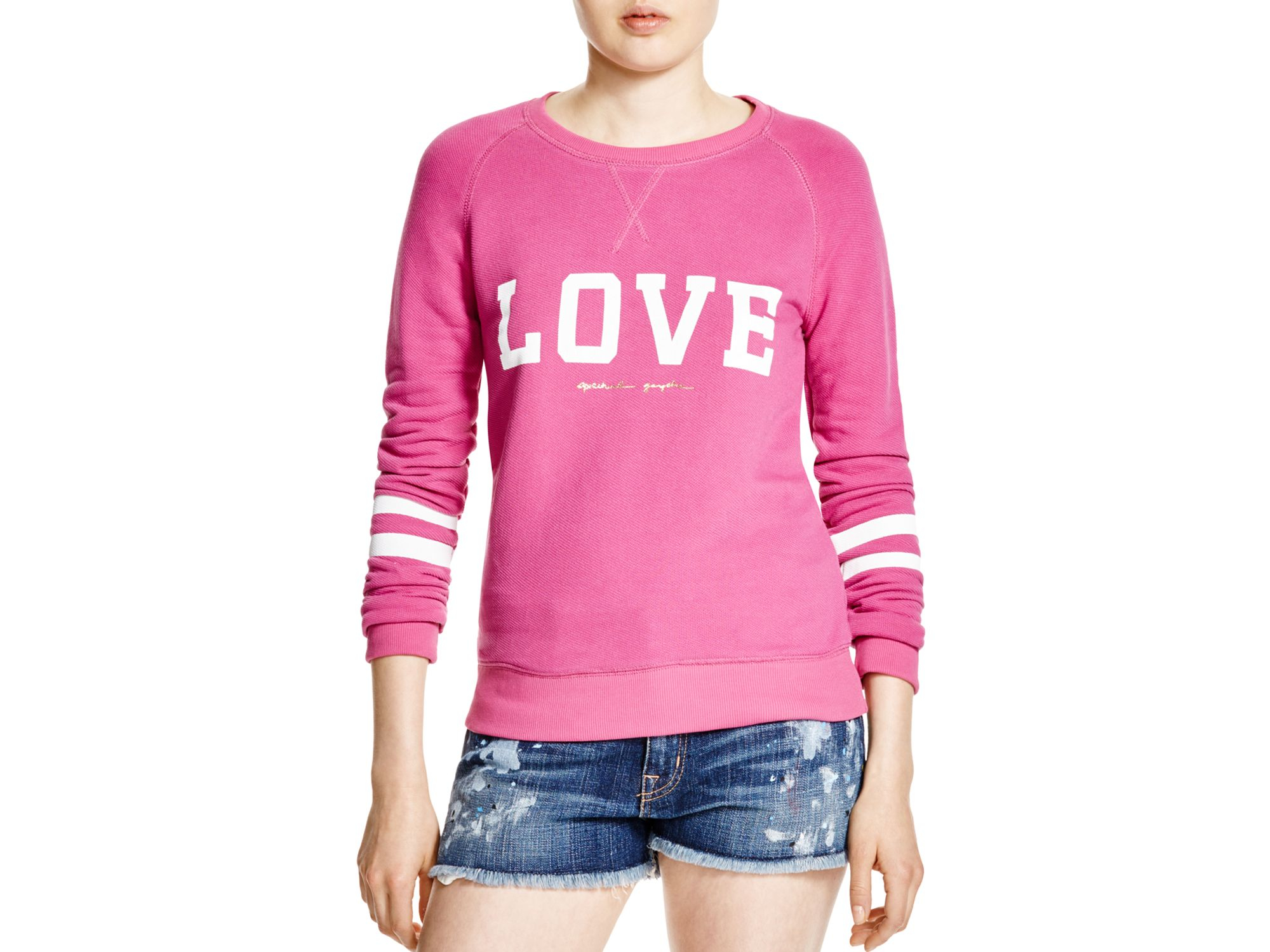 Spiritual Gangster Varsity Love Printed Sweatshirt in Pink - Lyst