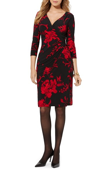ralph lauren black dress with red flowers