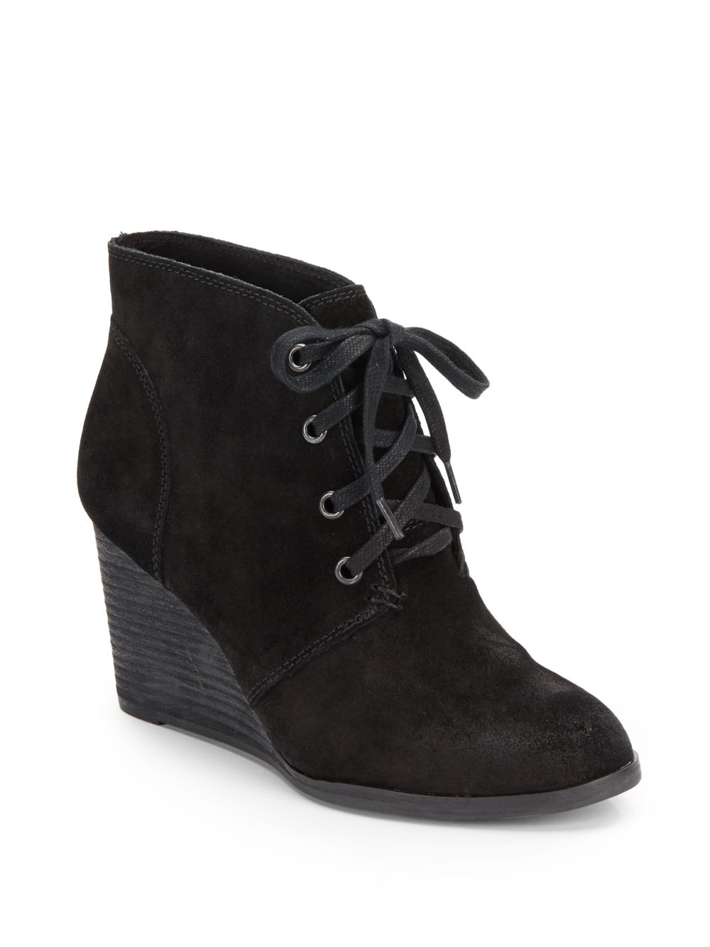 black suede boots with wedge heel