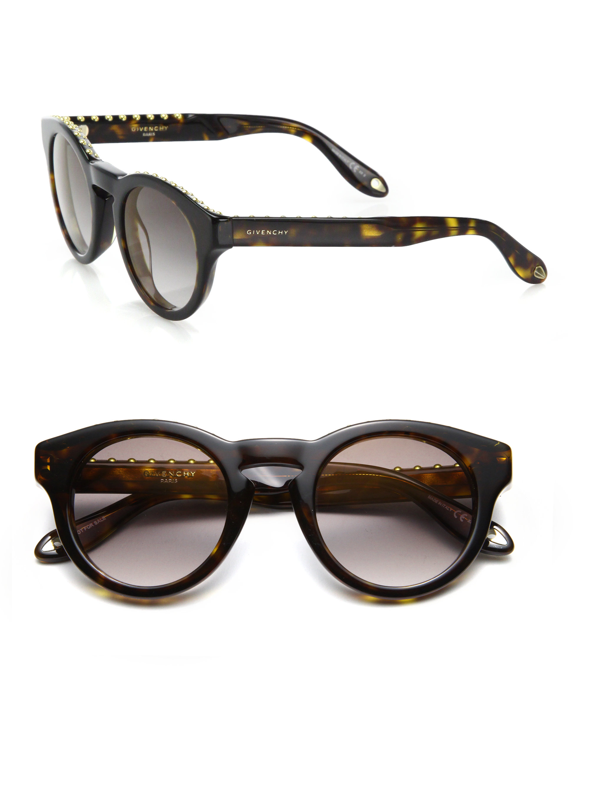 Givenchy 48mm Rounded Studded Acetate Sunglasses in Black | Lyst