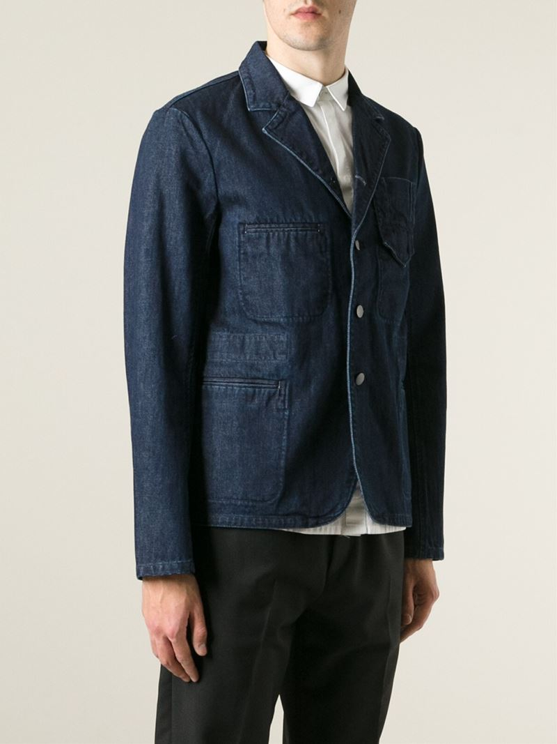raw denim blazer