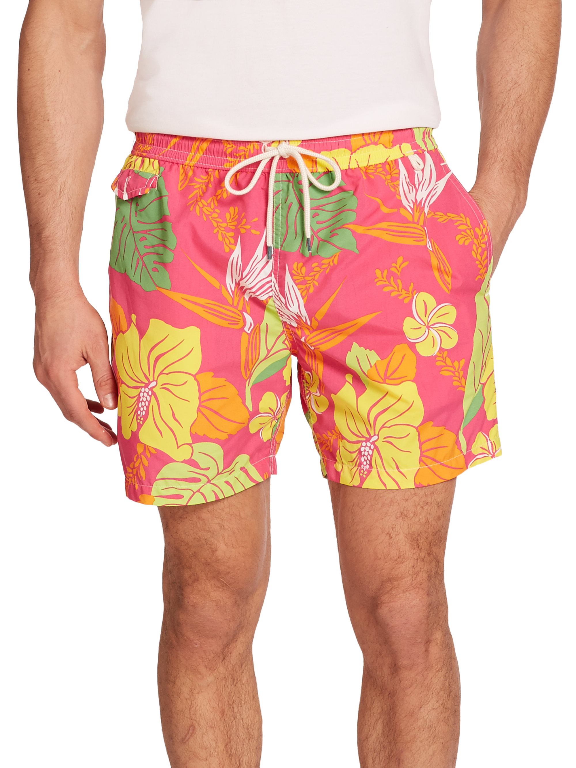 polo floral swim trunks