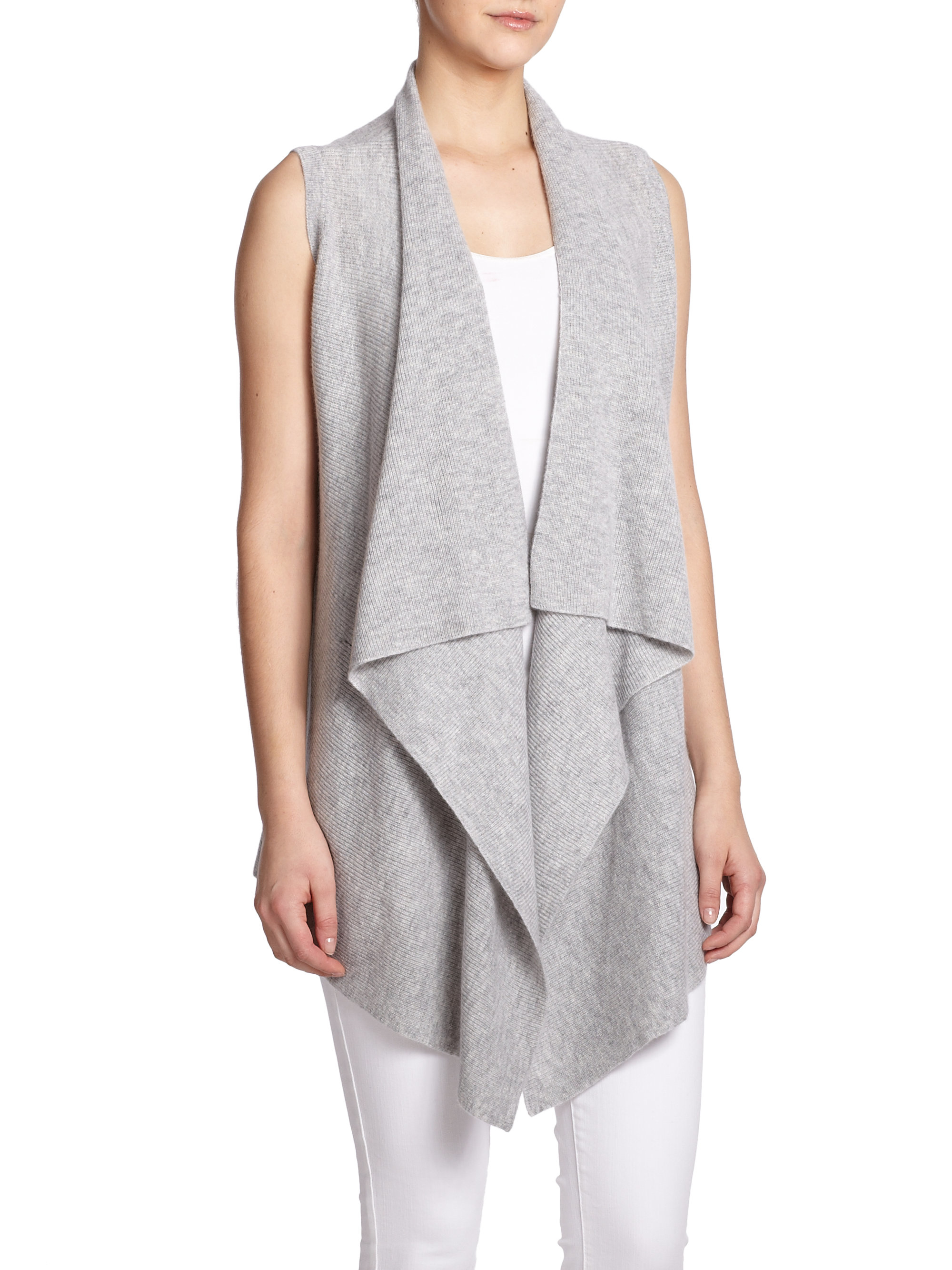 Vince Draped Wool Cashmere Vest In Black Lyst