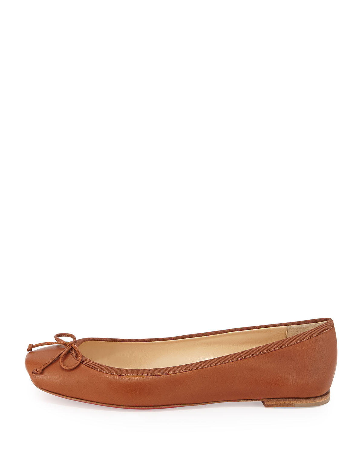 Christian louboutin Rosella Leather Ballet Flat in Brown (TAN) | Lyst  
