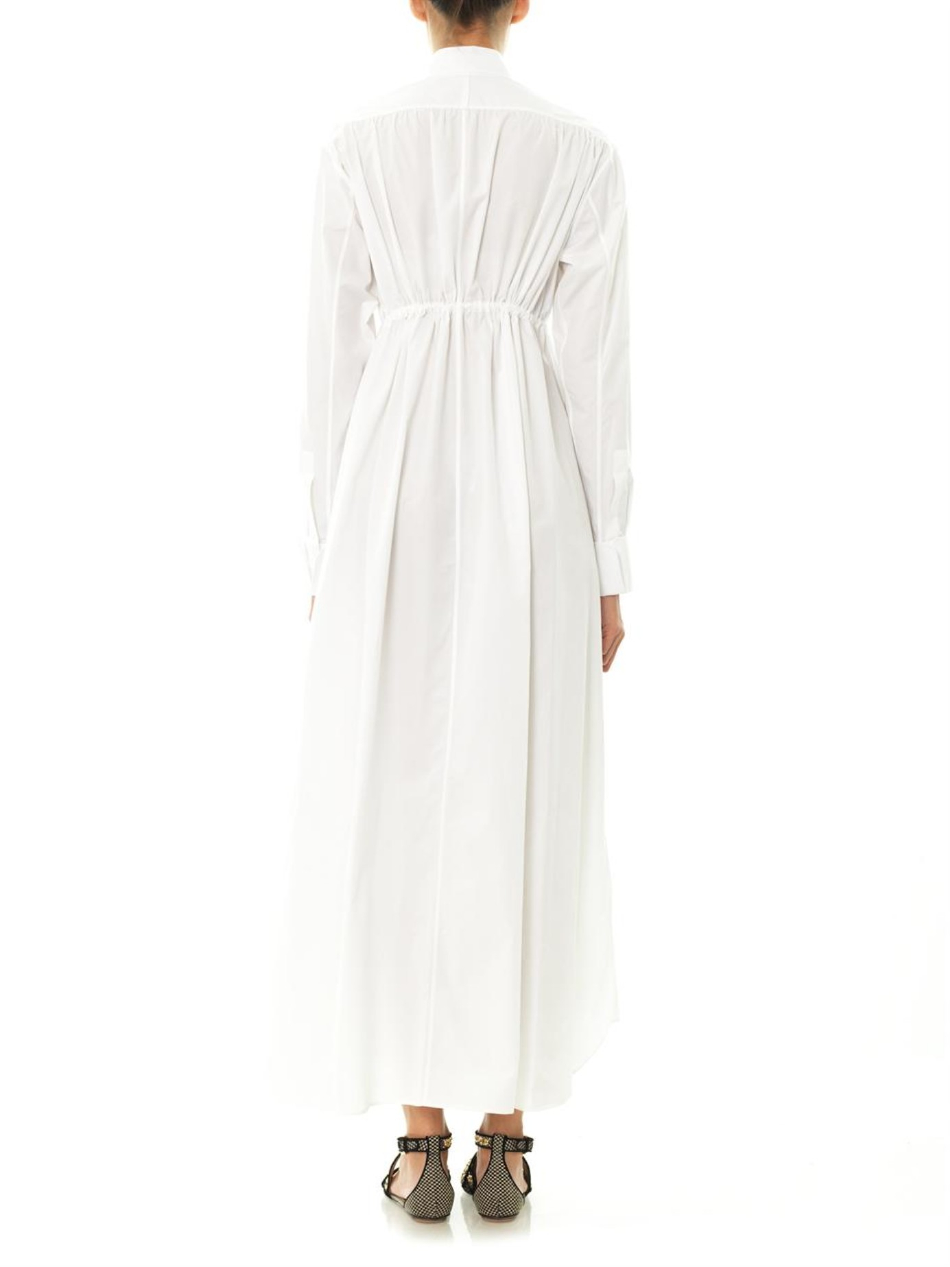 Alaïa Cotton-poplin Shirt-dress in White | Lyst