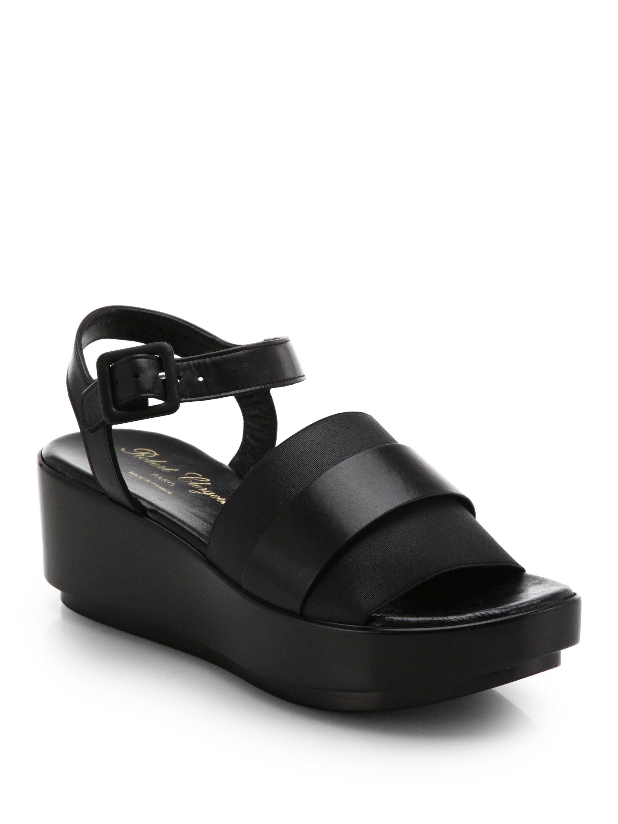 Robert Clergerie Leather & Elastic Platform Sandals in Black - Lyst