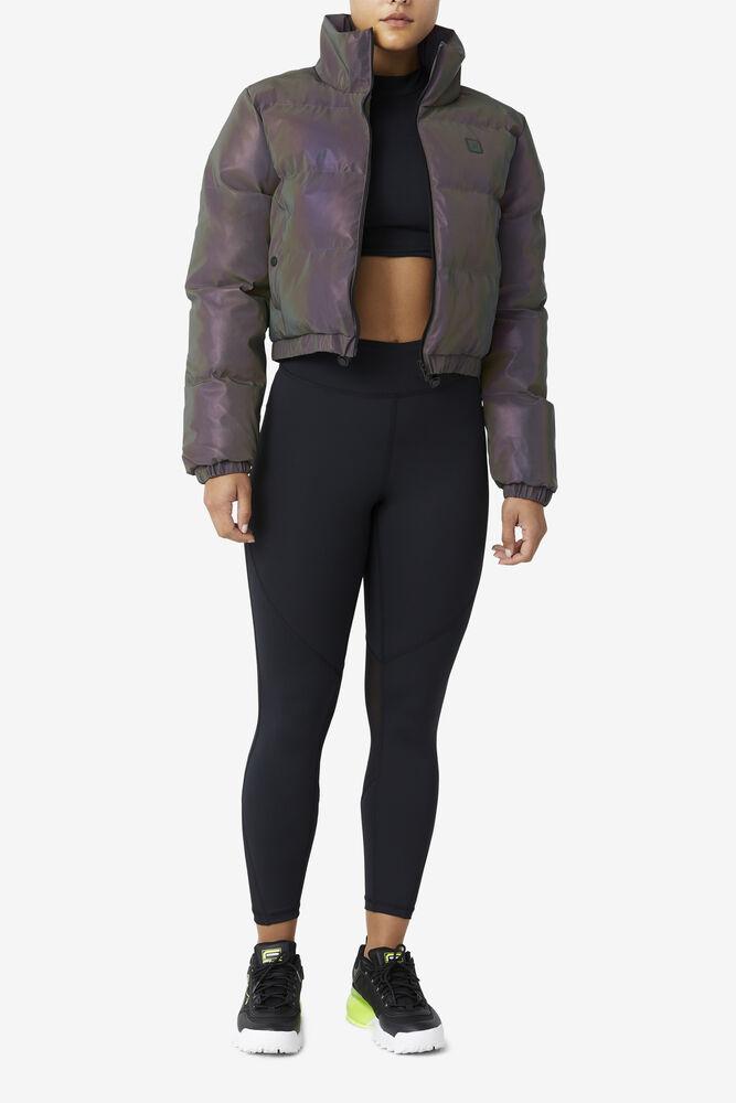 reflective puffer jacket fila