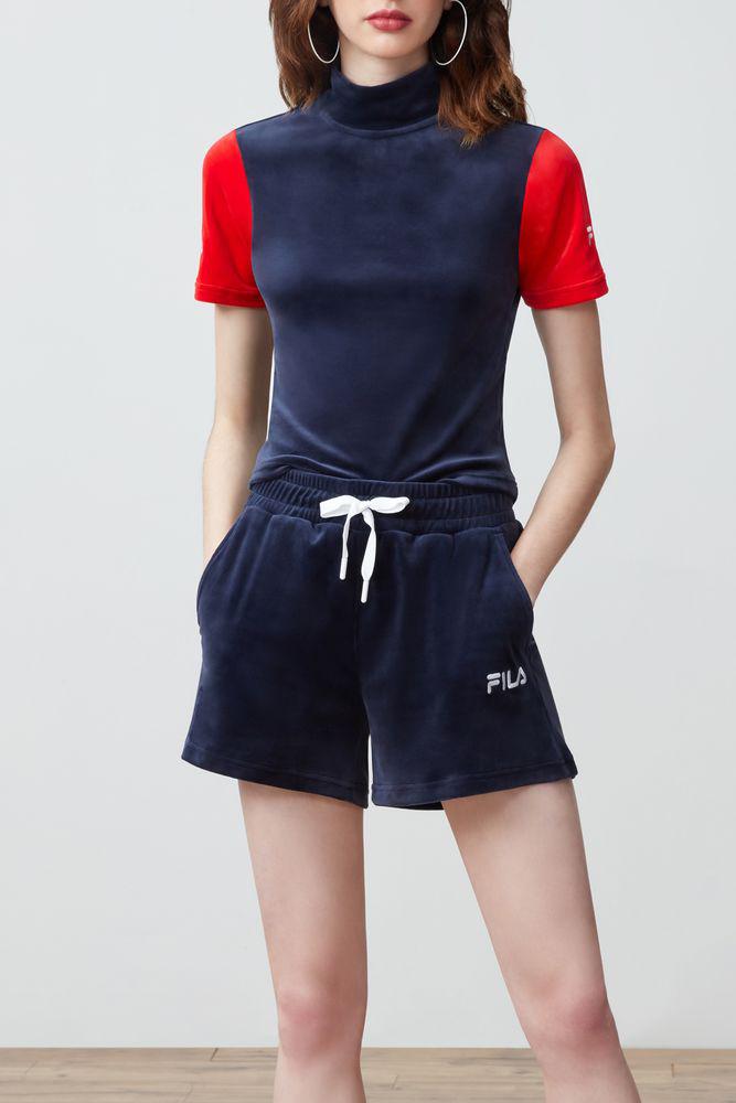 Fila Synthetic Camilla Velour Shorts in Blue - Lyst