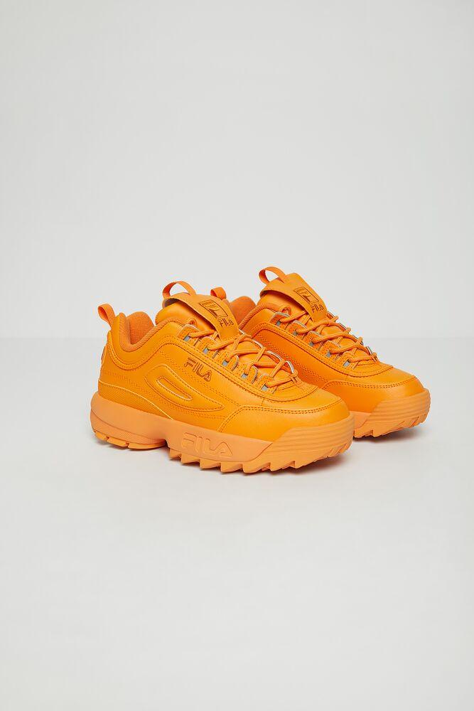orange and white fila shoes