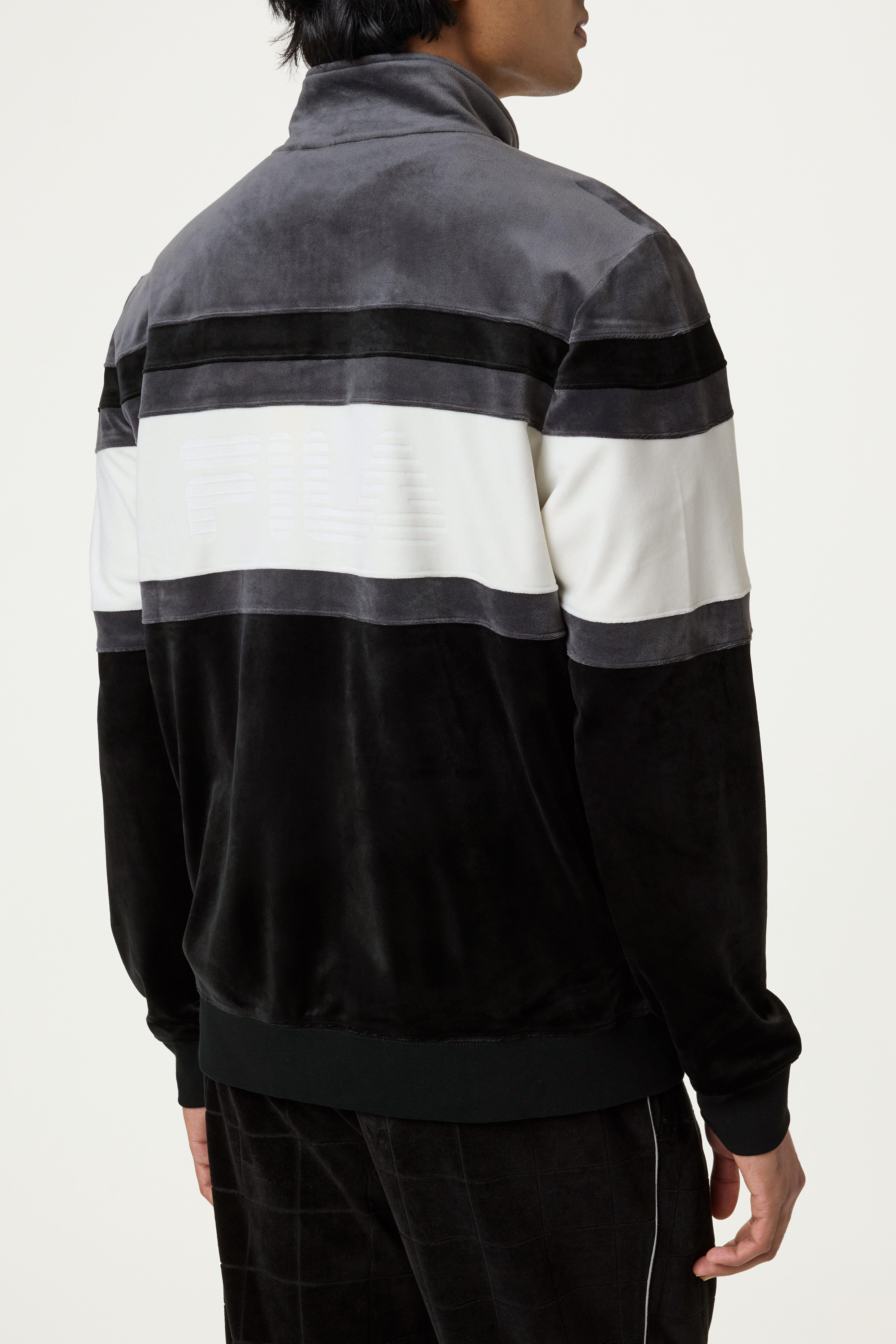 Fila Smart Retro Velour Blocked Track Jacket in Black for