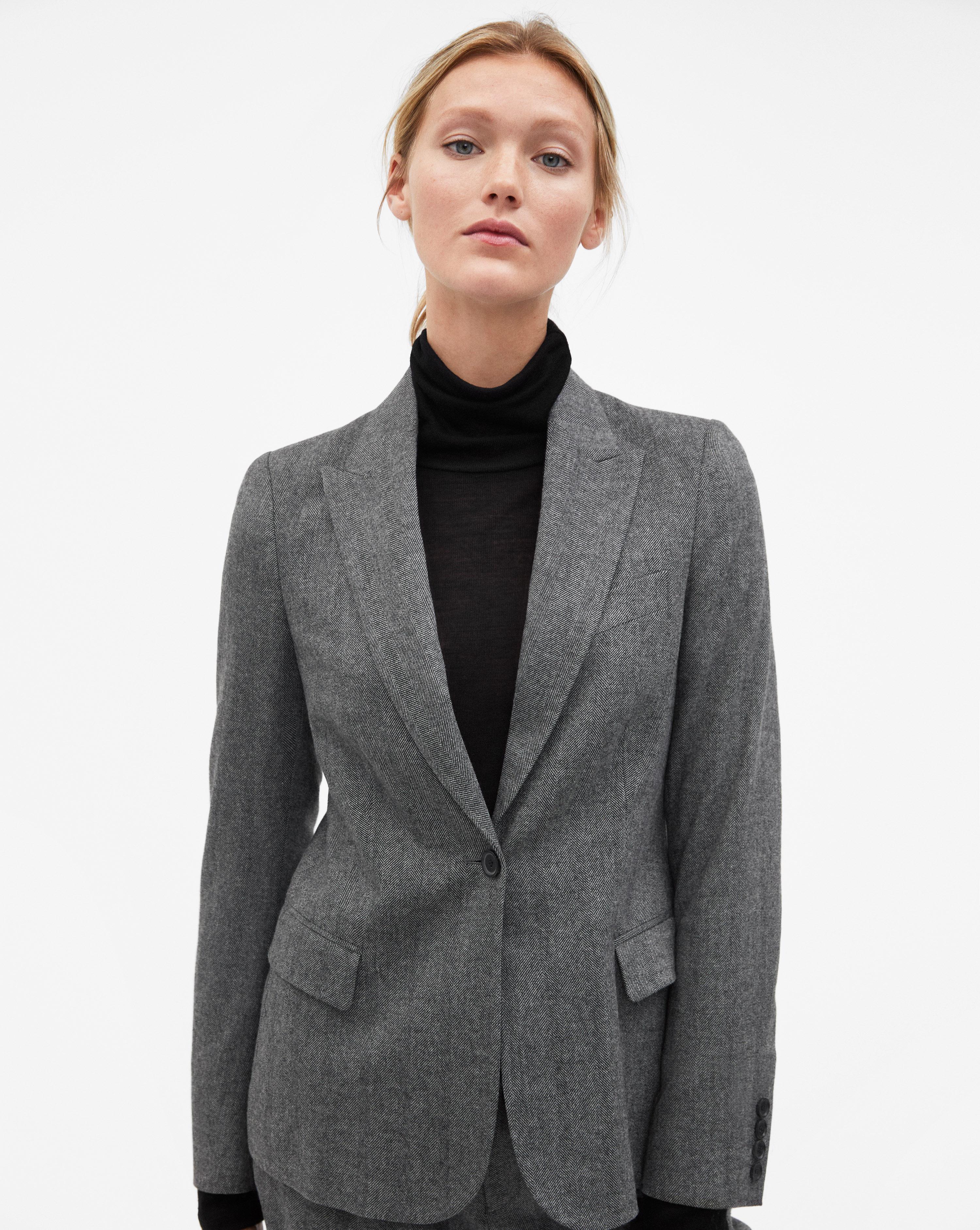 grey herringbone blazer