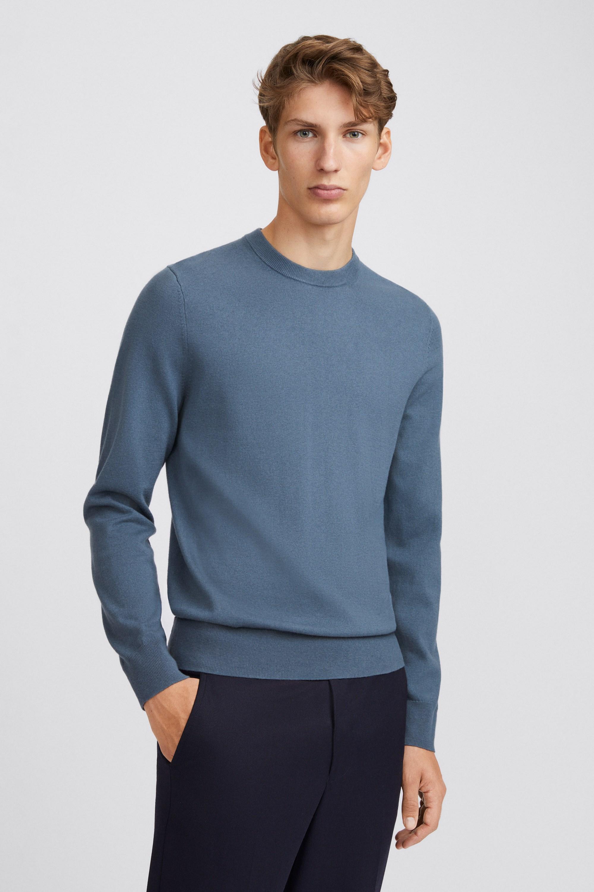 Filippa K Cotton Merino Sweater in Blue Grey (Blue) for Men - Lyst