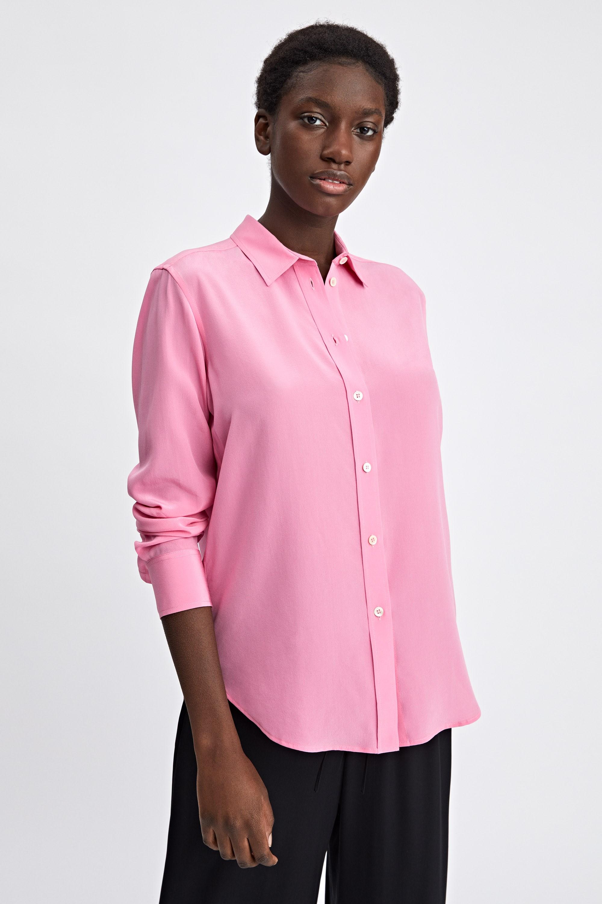 Filippa K Classic Silk Shirt in Pink - Lyst