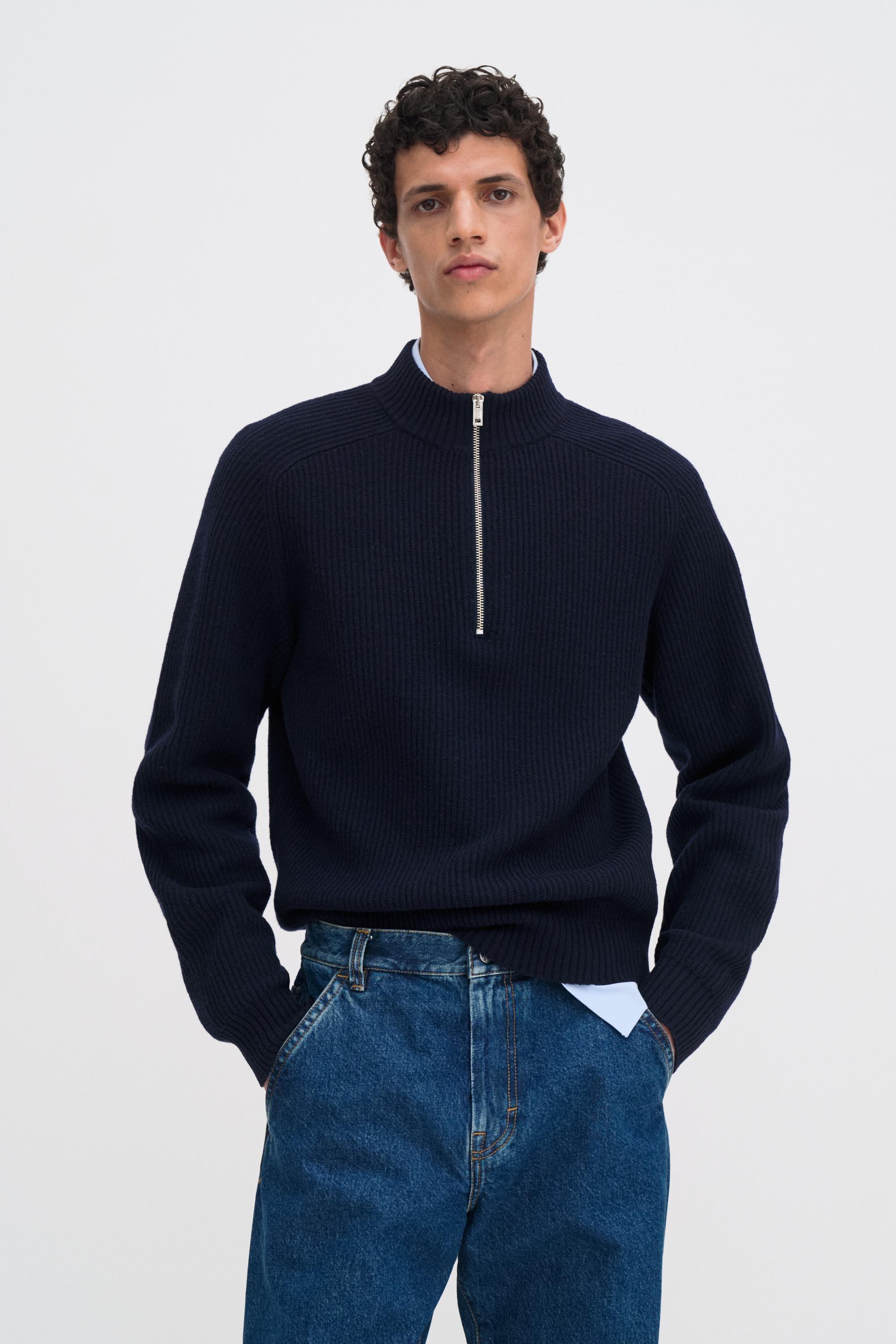 Filippa K Wool Half Zip Sweater in Blue for Men | Lyst