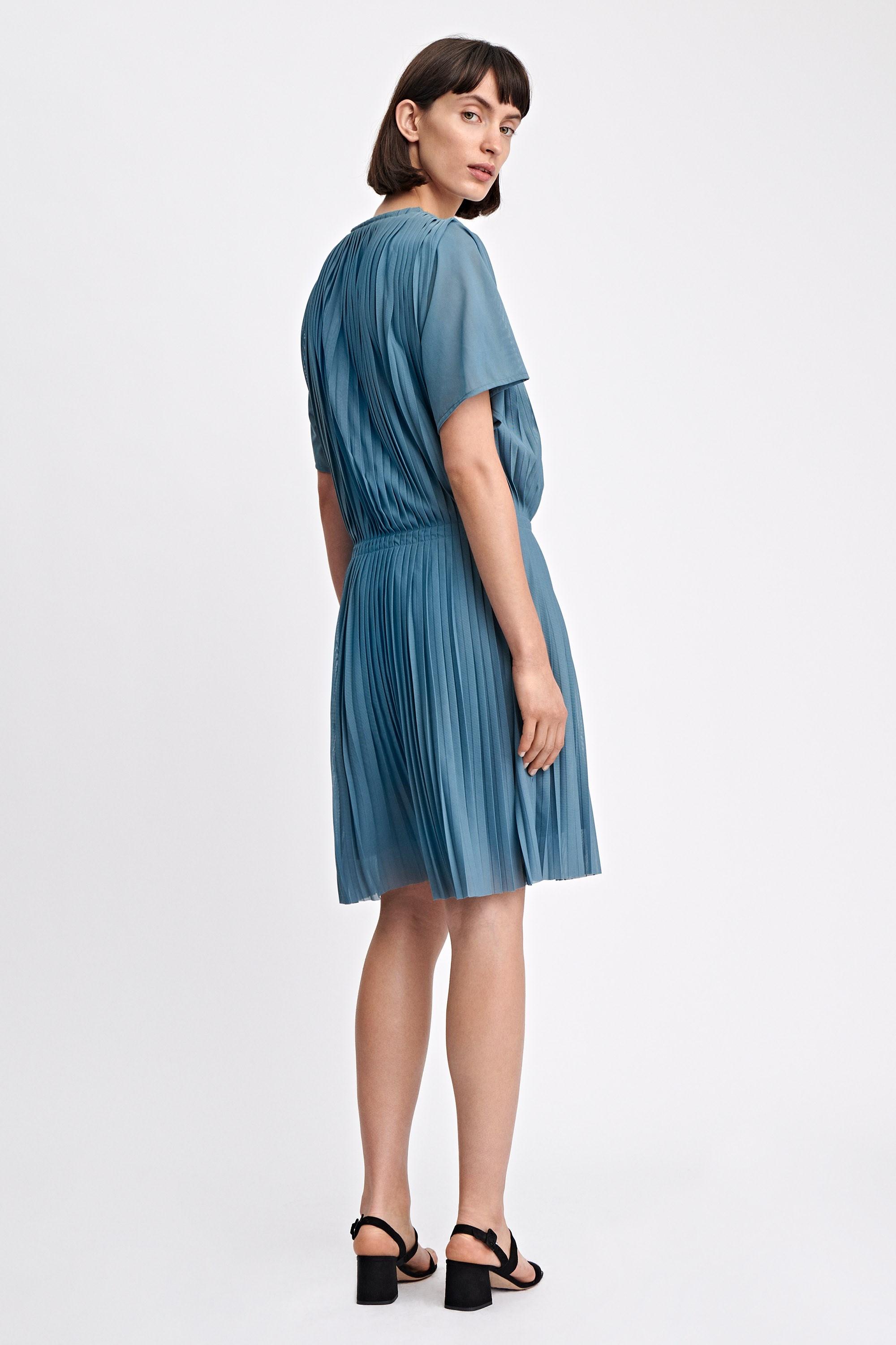 Filippa K Cotton Pleated Dress in Blue - Lyst