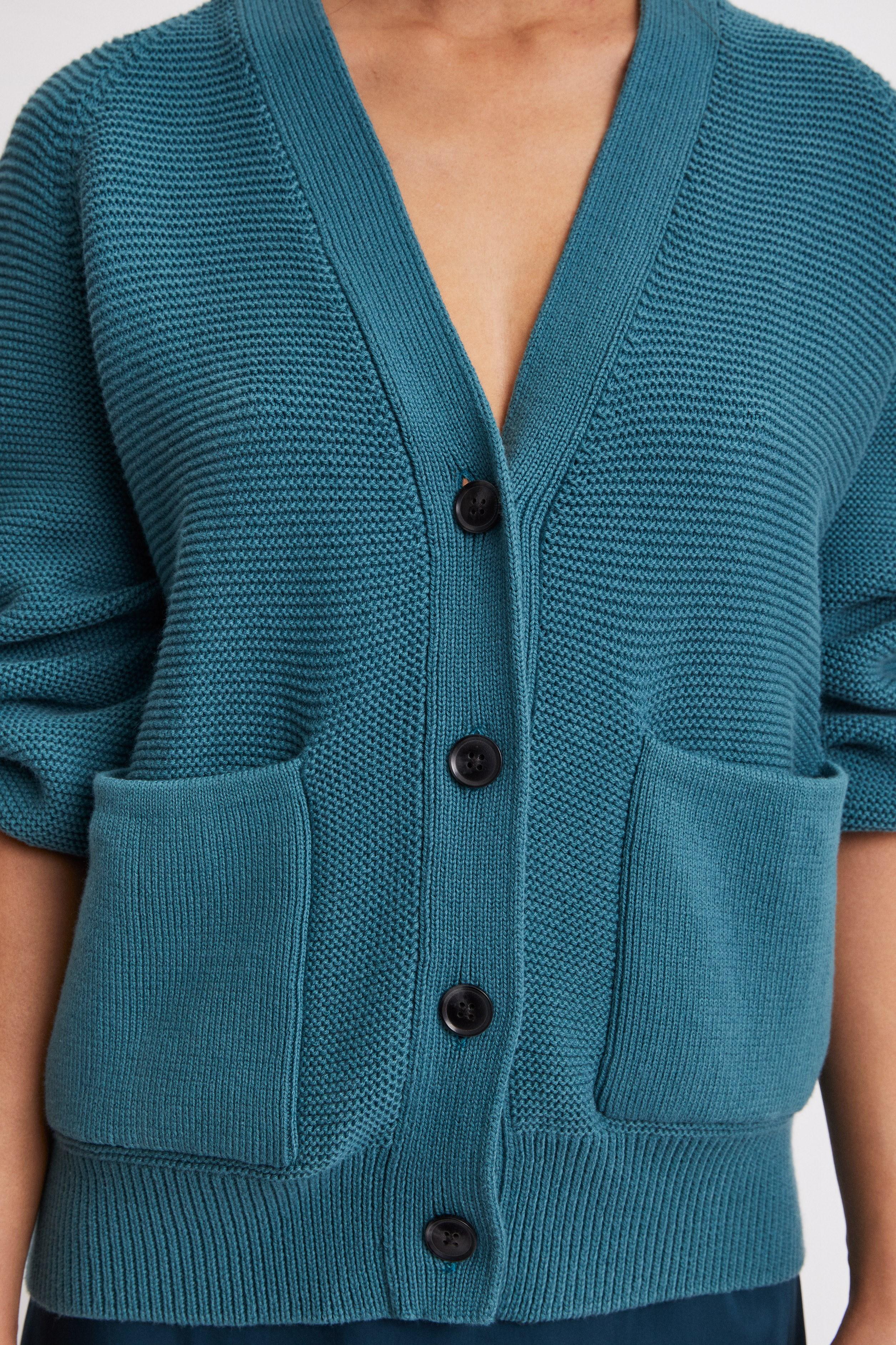 Filippa K Cotton Structured Cardigan in Jade (Blue) - Lyst