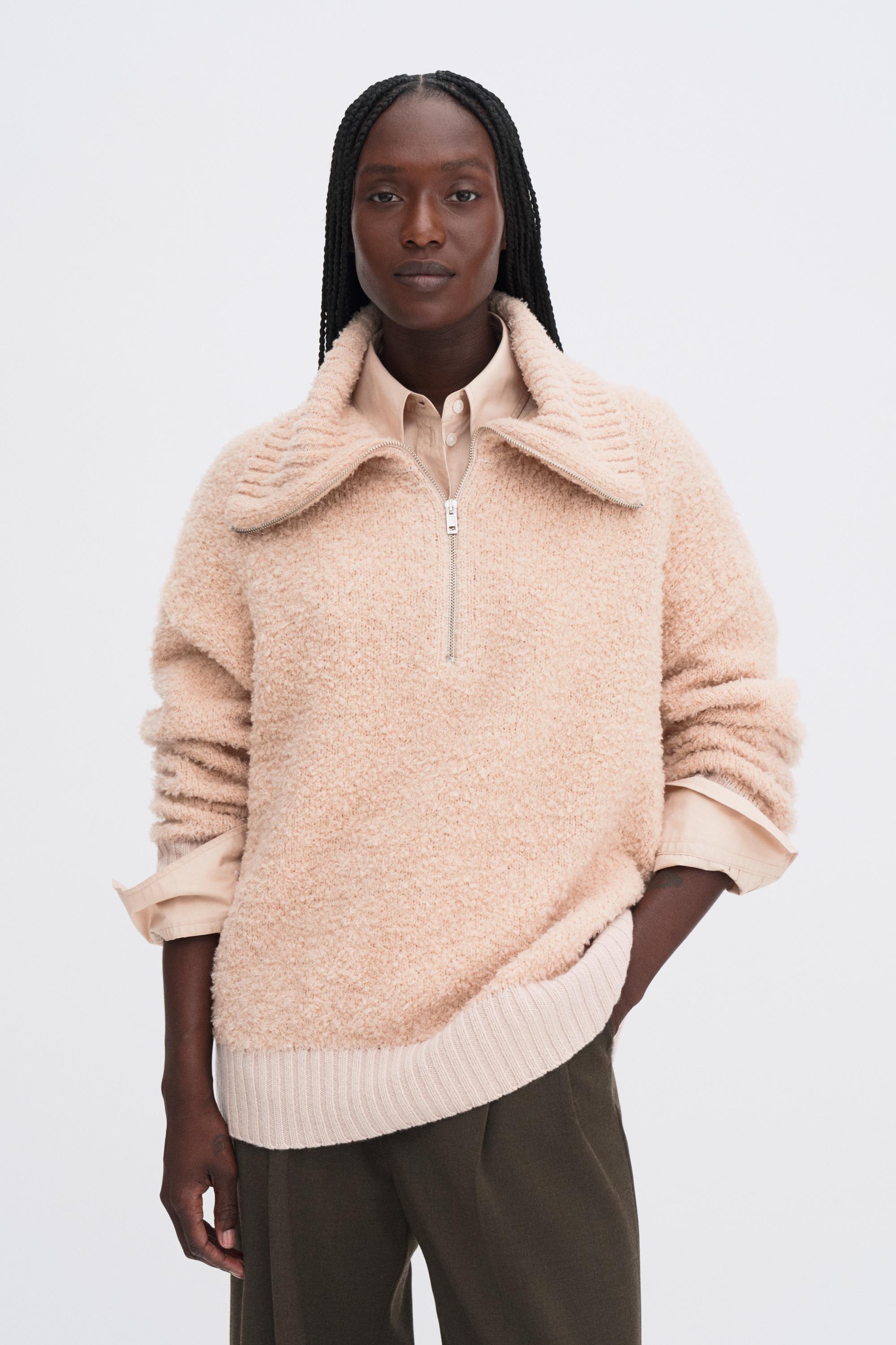 Filippa K Fluffy Half Zip Sweater in Natural | Lyst