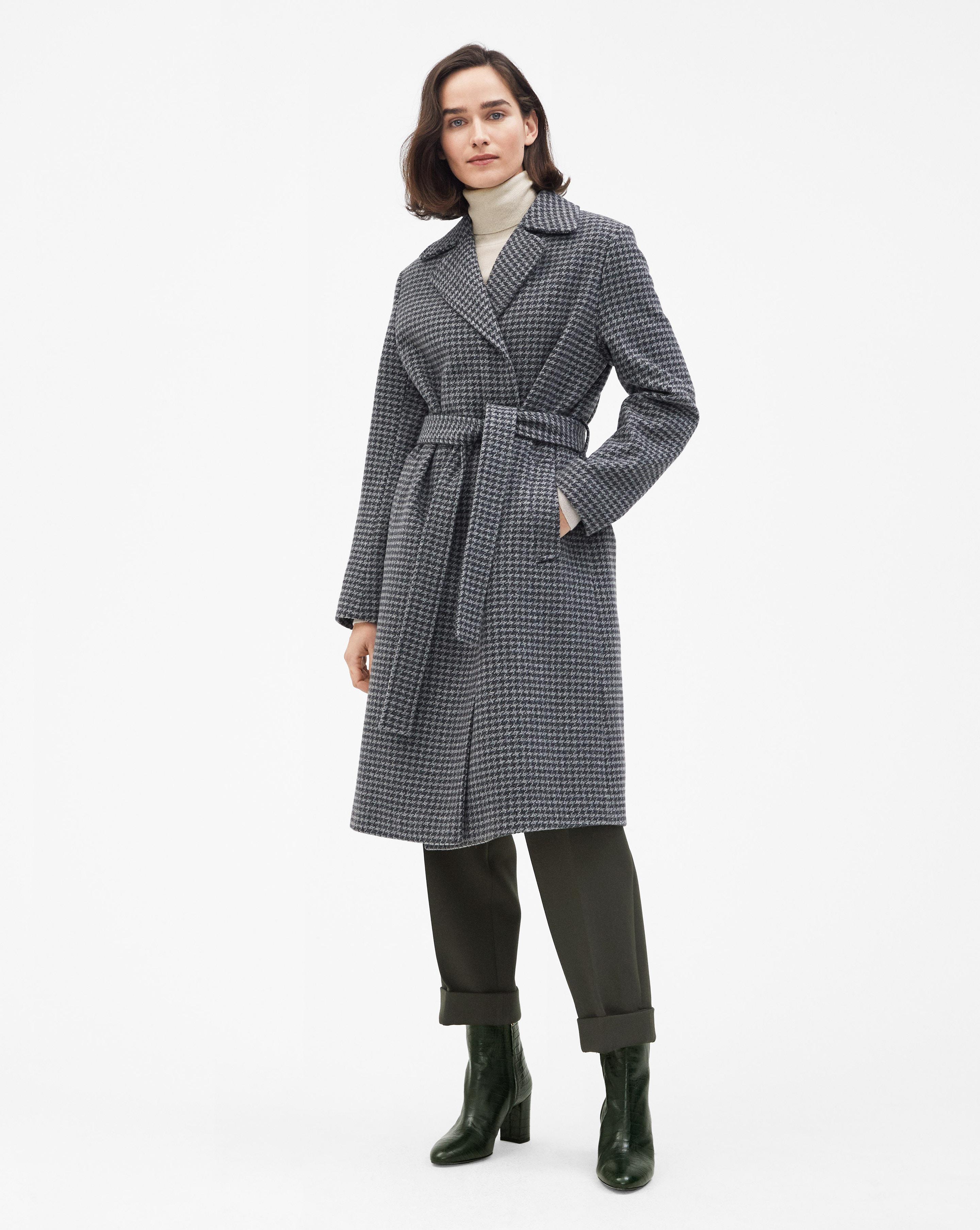 Filippa K Victorie Houndstooth Wool-blend Coat Gray - Lyst