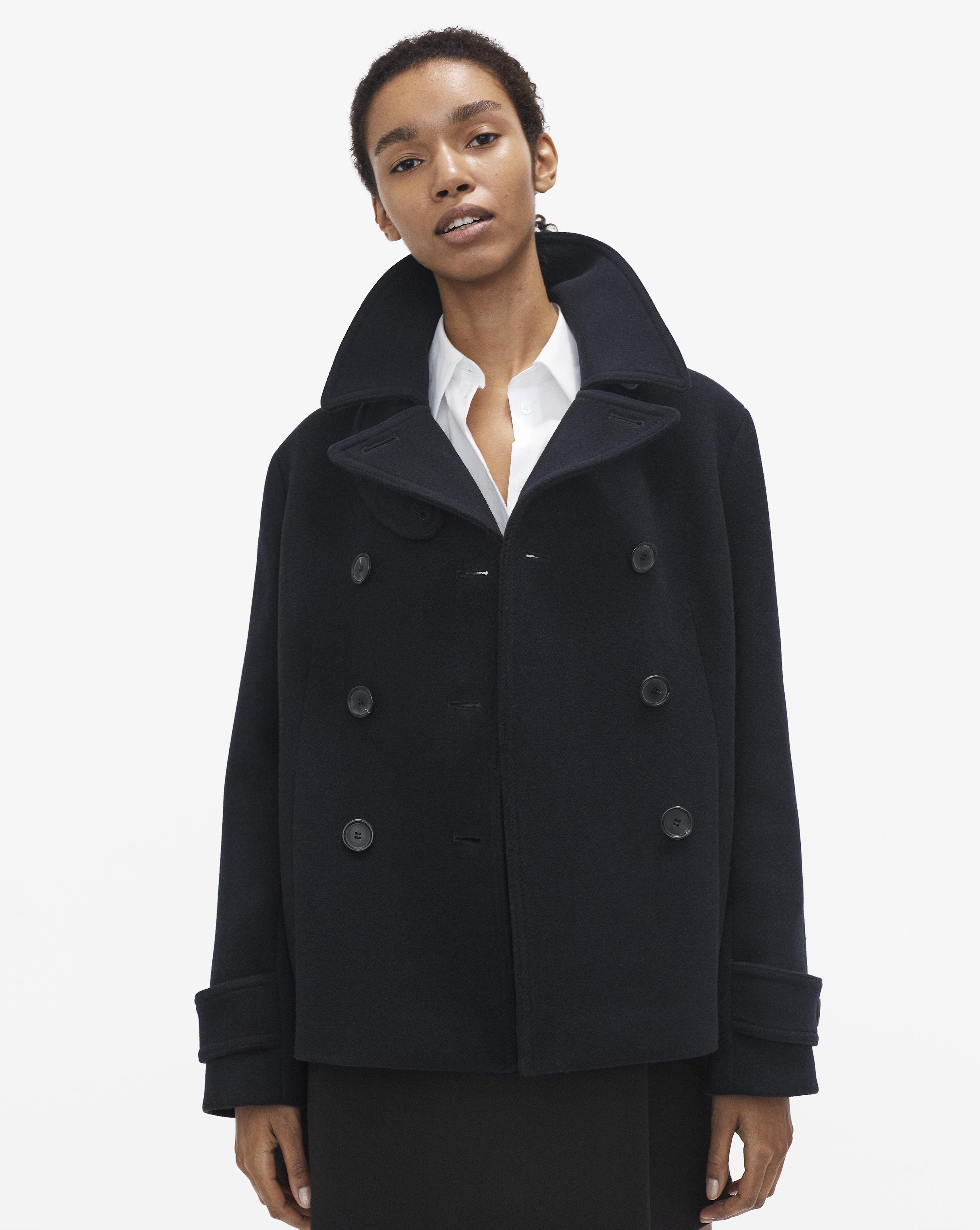 Filippa K Wool Penny Peacoat Navy in Blue - Lyst