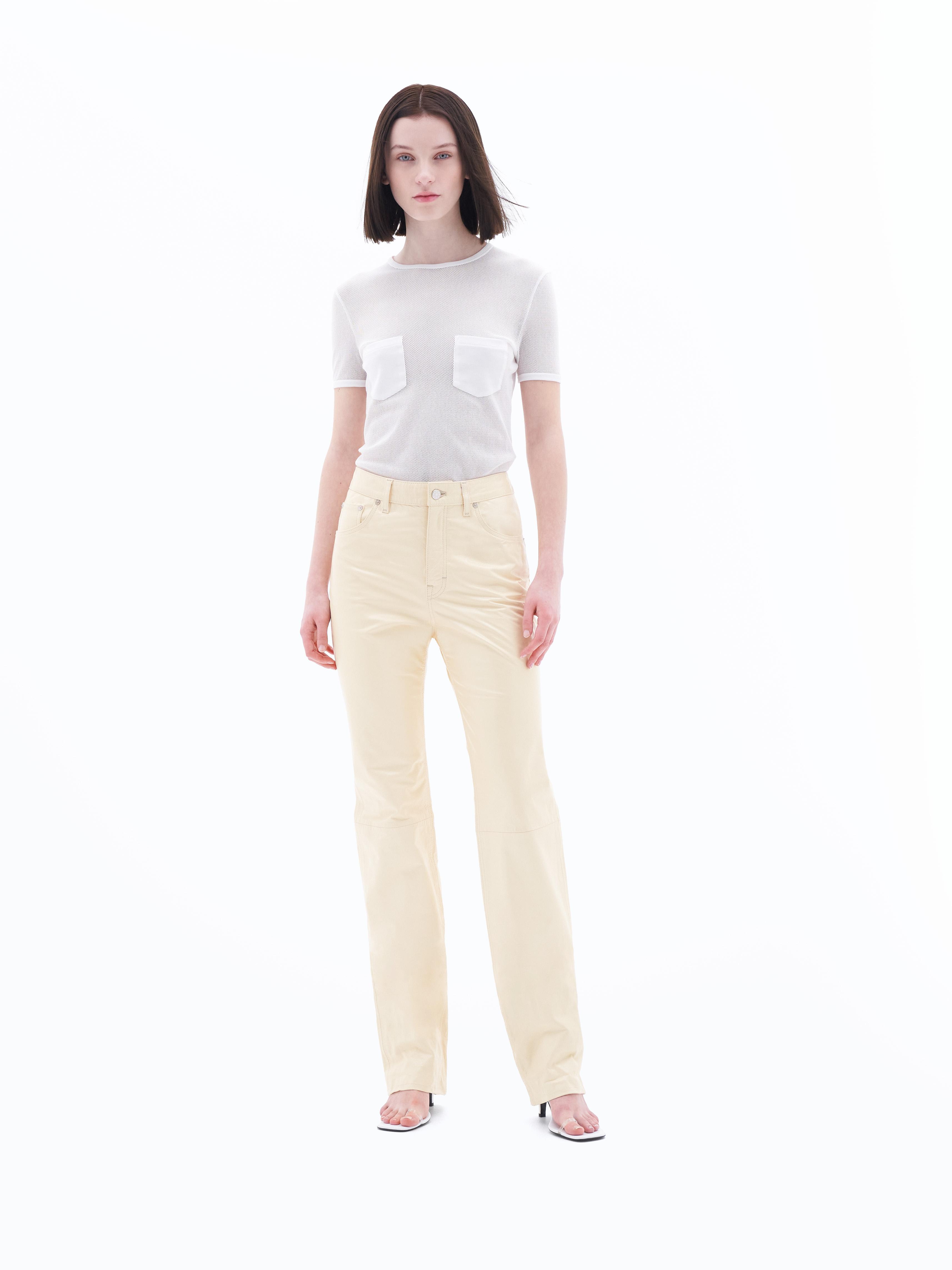 Filippa K Leather Five Pocket Trousers in White | Lyst