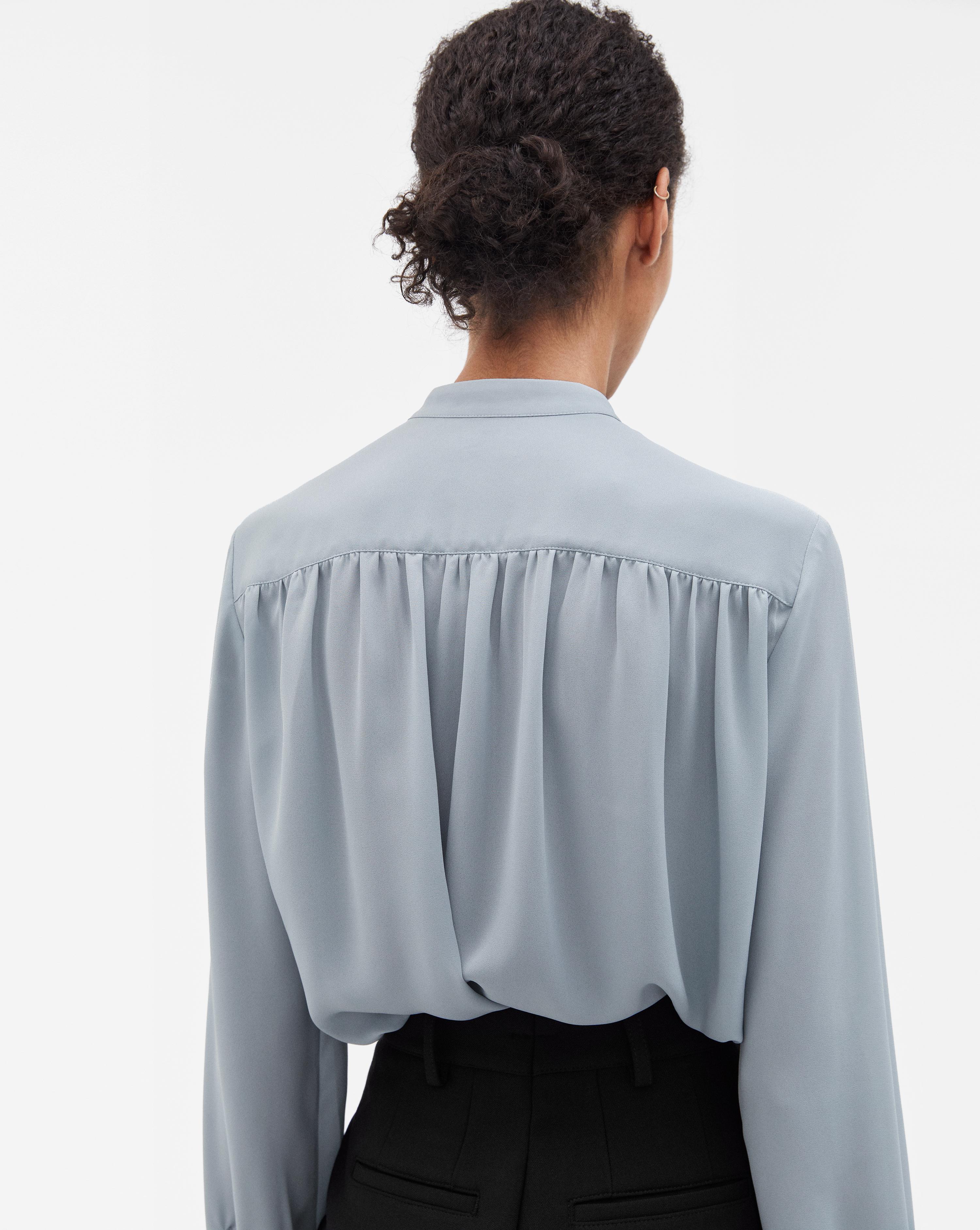 Filippa K Synthetic Sheer Button Blouse Dove Blue | Lyst UK