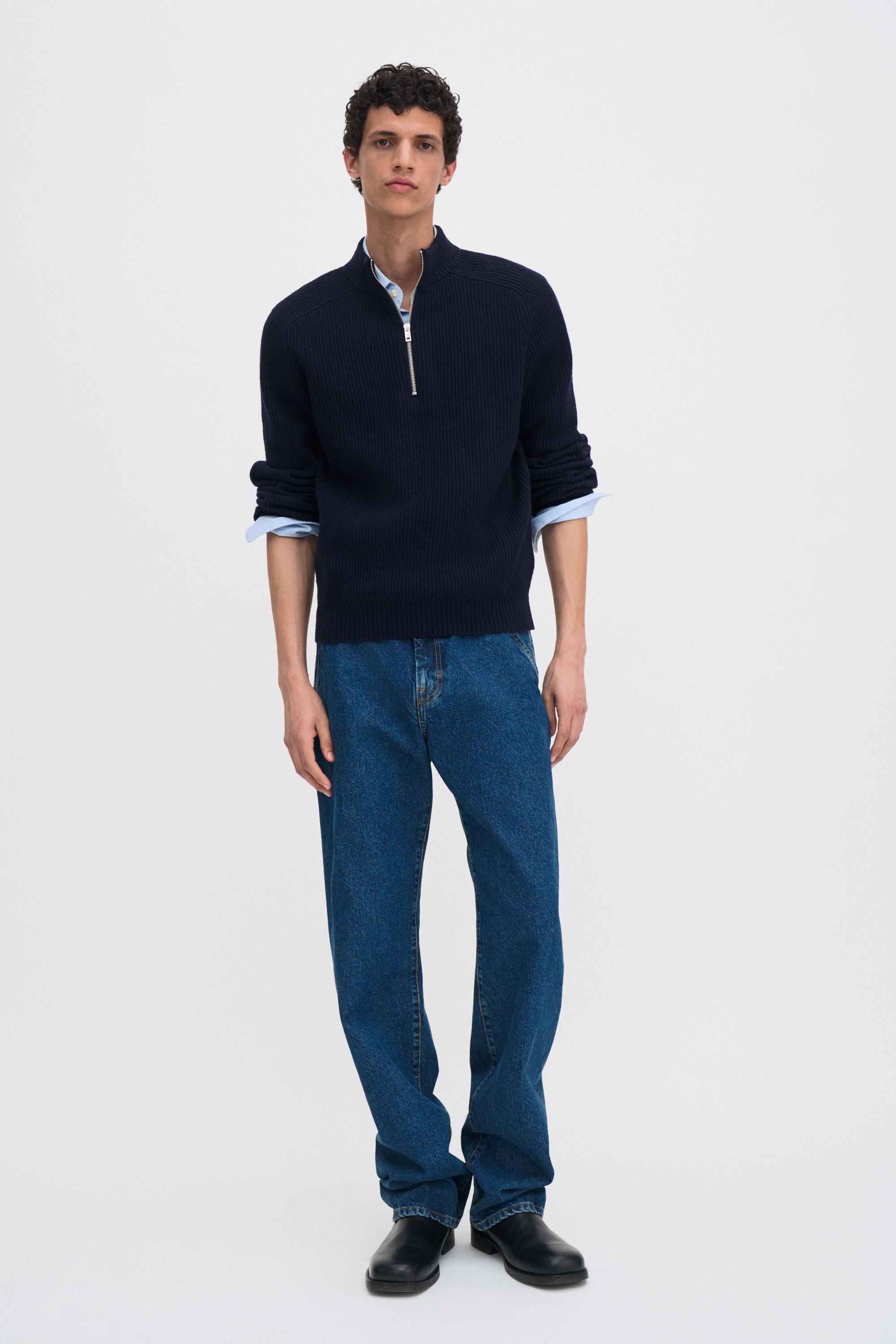 Filippa K Wool Half Zip Sweater in Blue for Men | Lyst