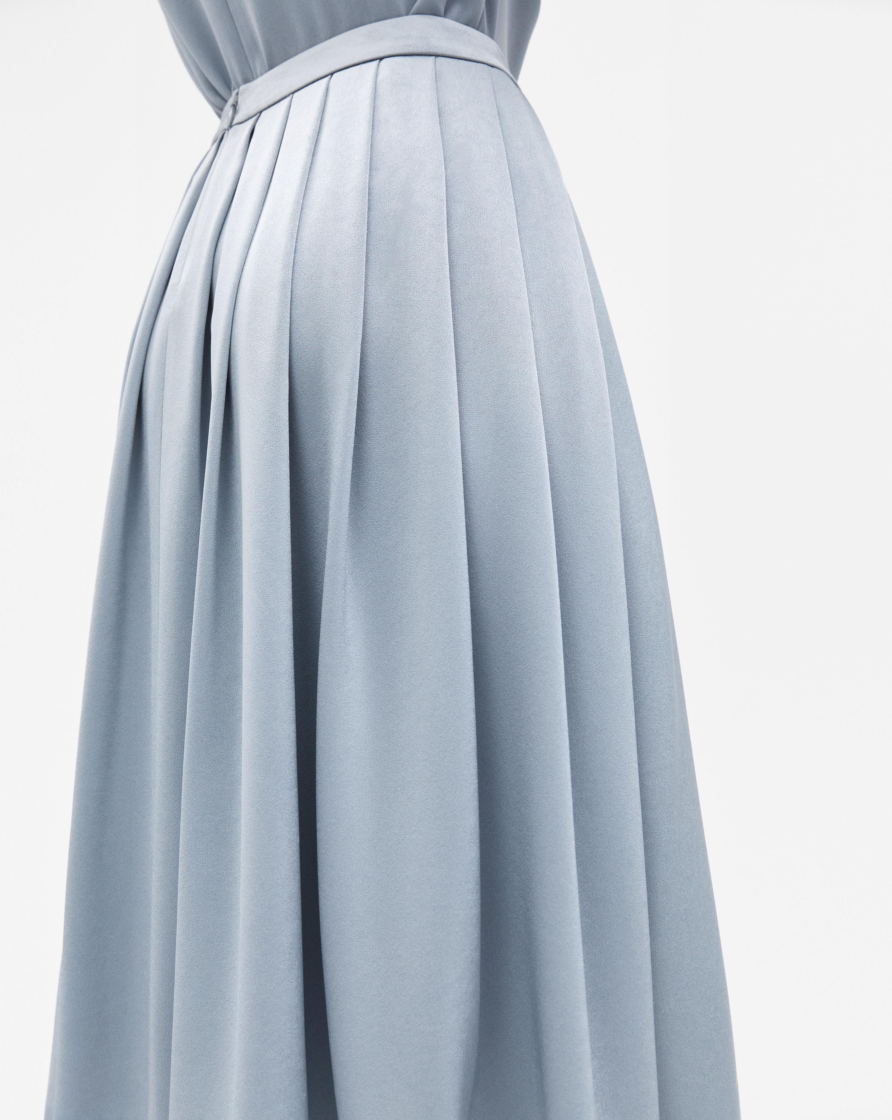 Filippa K Pleated Midi Skirt Dove Blue | Lyst