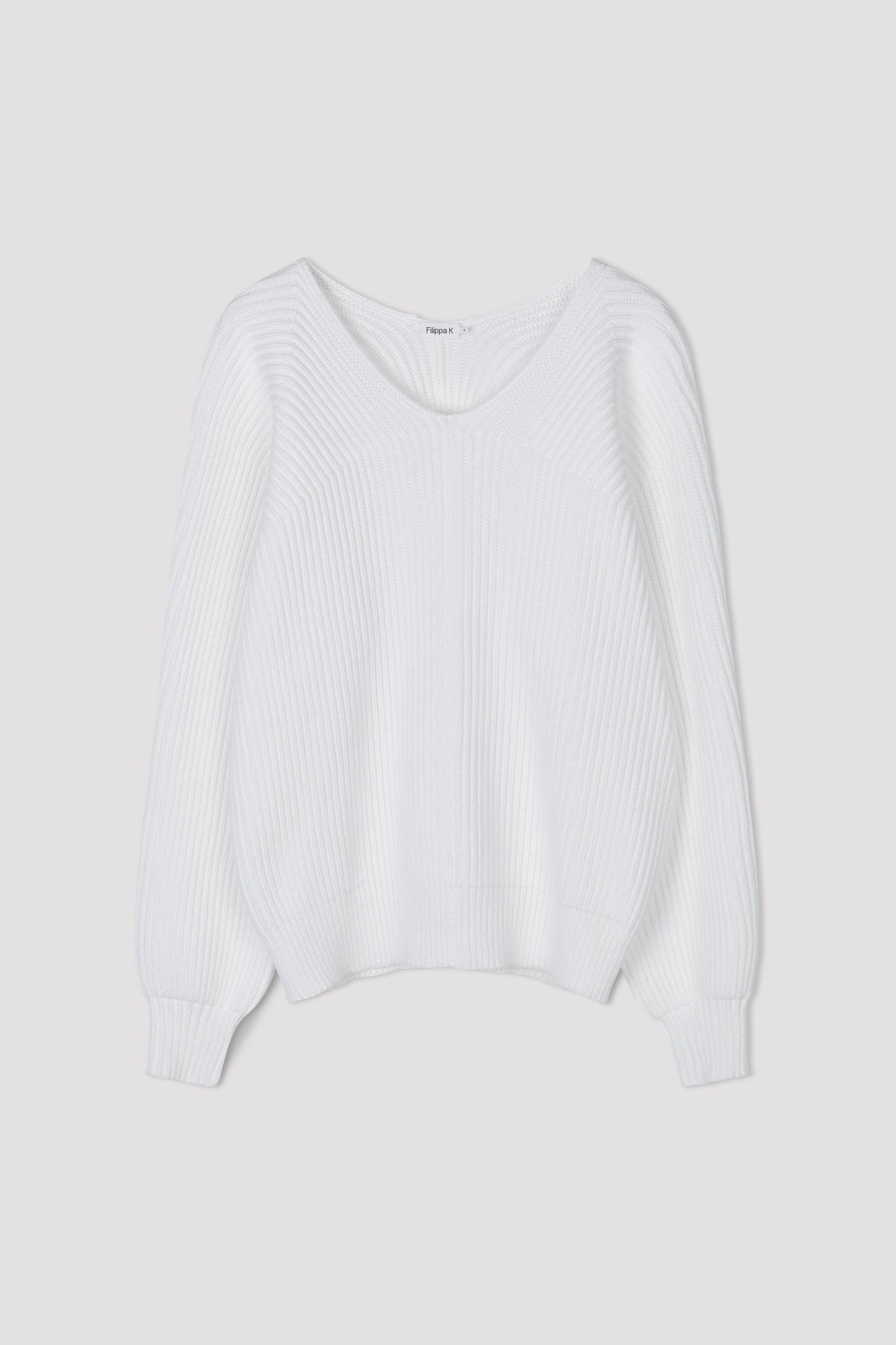 Filippa K Cotton Chunky V-neck Sweater in White - Lyst