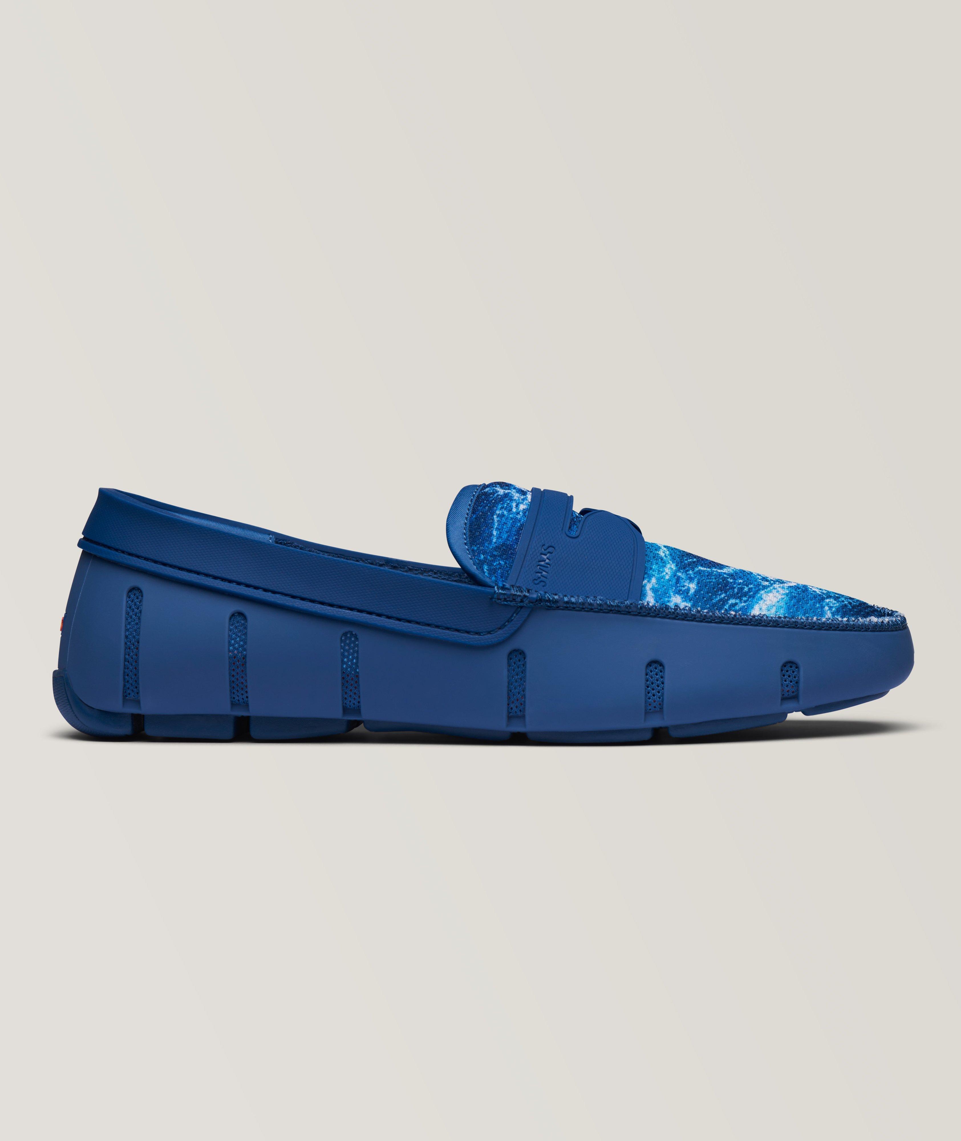 SWIMS‎ Mens Size 13 Ensign Blue Printed Penny Loafers Shoes NIB MSRP $178 SWIMS Mens Loafers, Braided Lace Casual Slip-Ons Shoes  main image 3