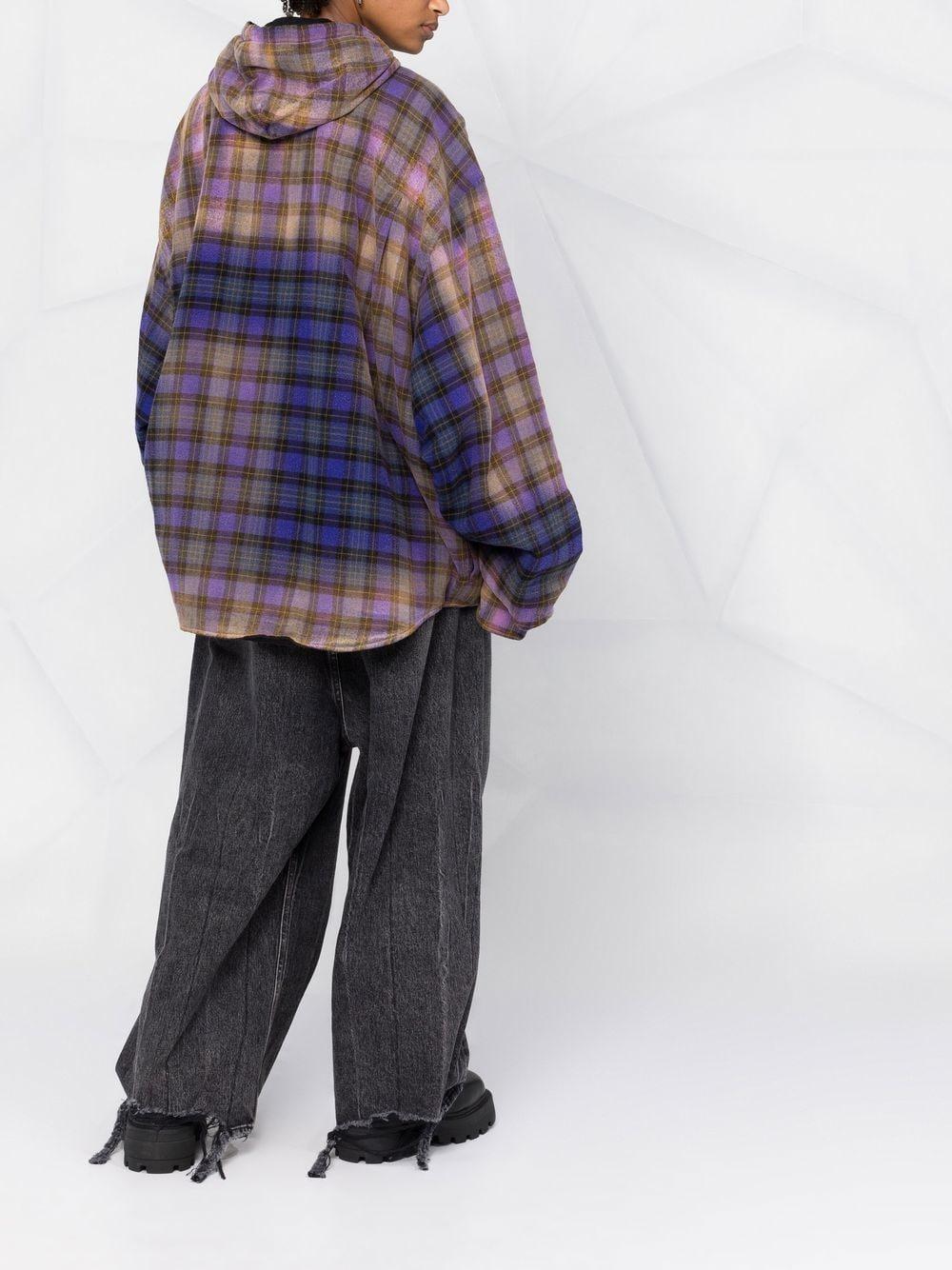 Balenciaga Bleached Plaid Hooded Shirt Purple for Men | Lyst