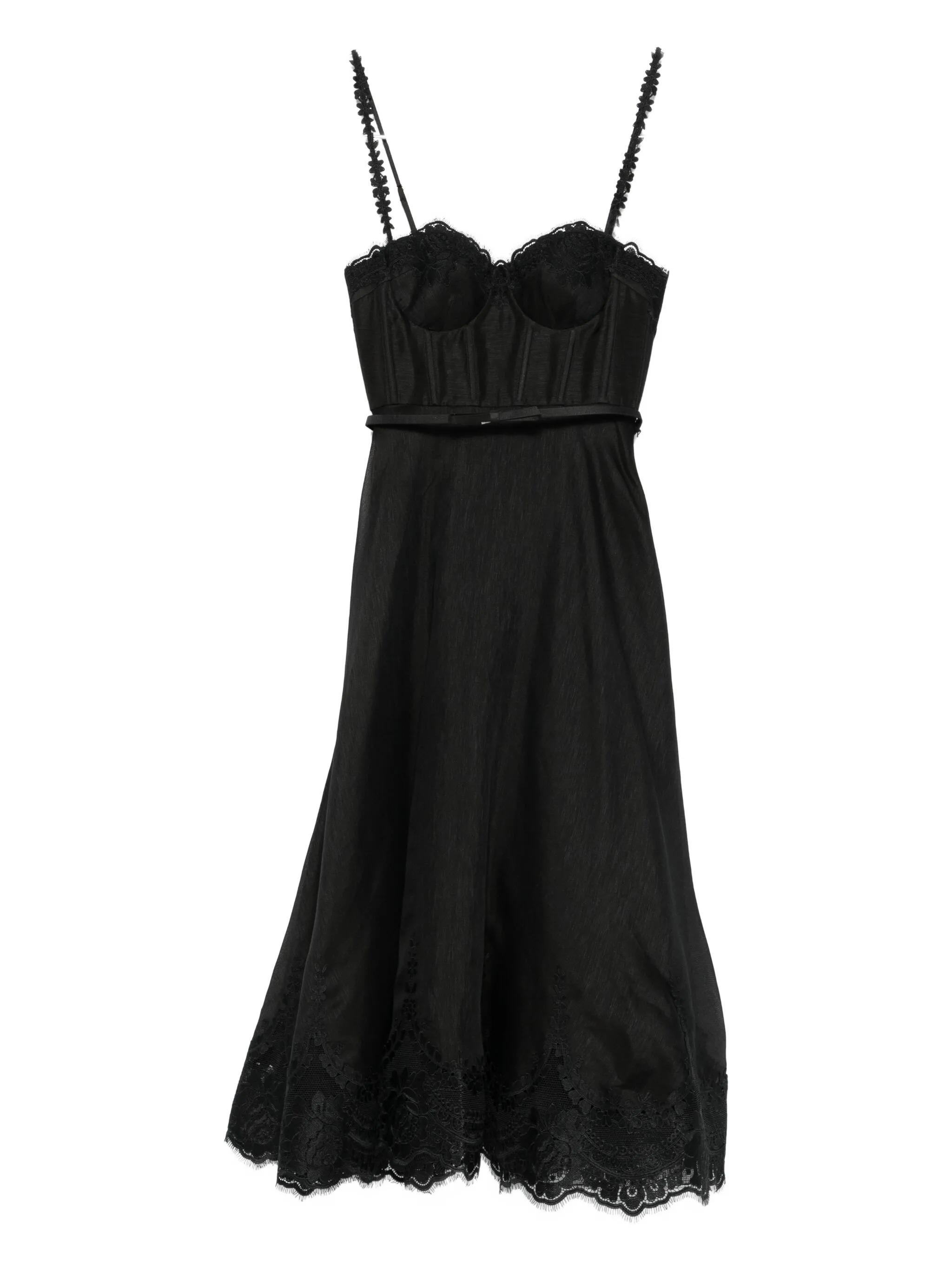 Zimmermann Hypnotic Lace Trim Gown in Black | Lyst