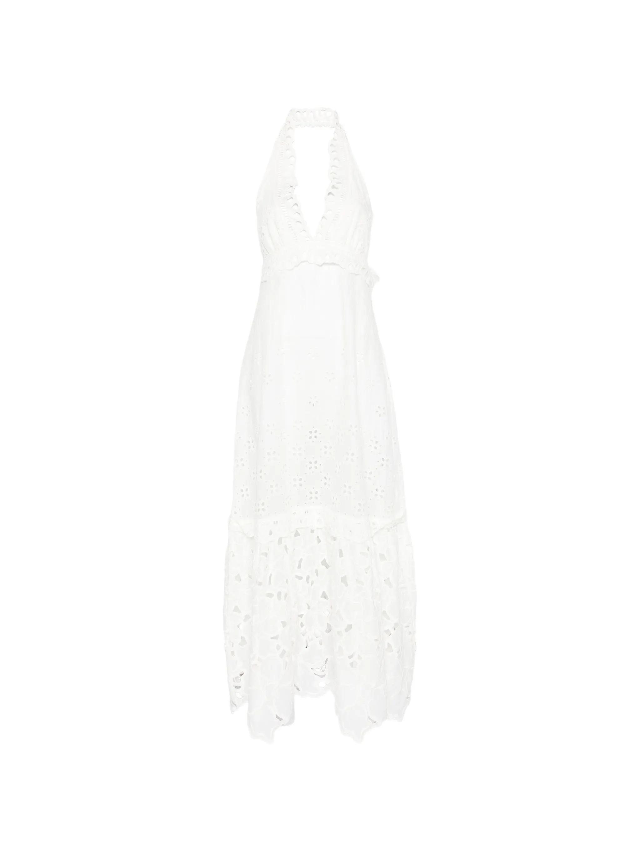 ermanno scervino white lace dress Long lingerie-style dress in silk with black and white lace