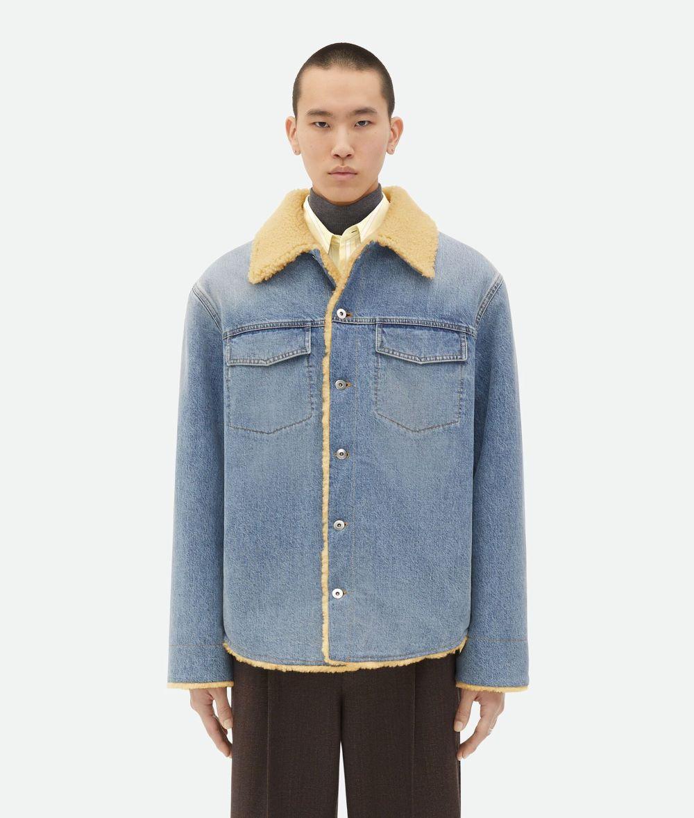 Men's shearling store denim jacket