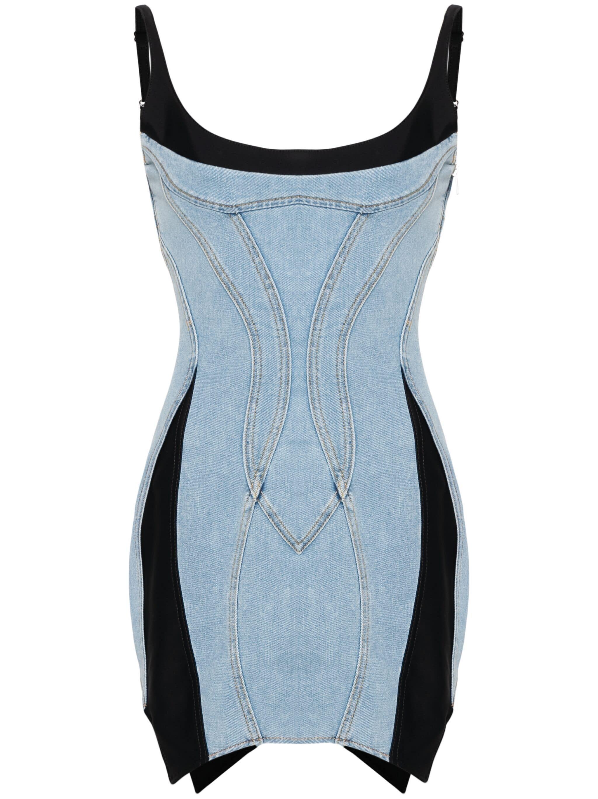 Mugler Illusion panelled minidress - Blue