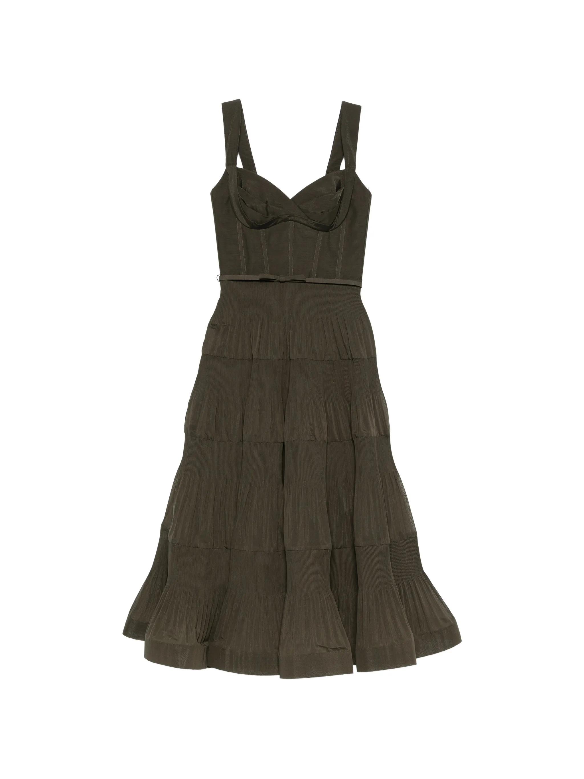 green emerald velvet dress Zimmermann Olive Cascadian Ruffle Midi Dress