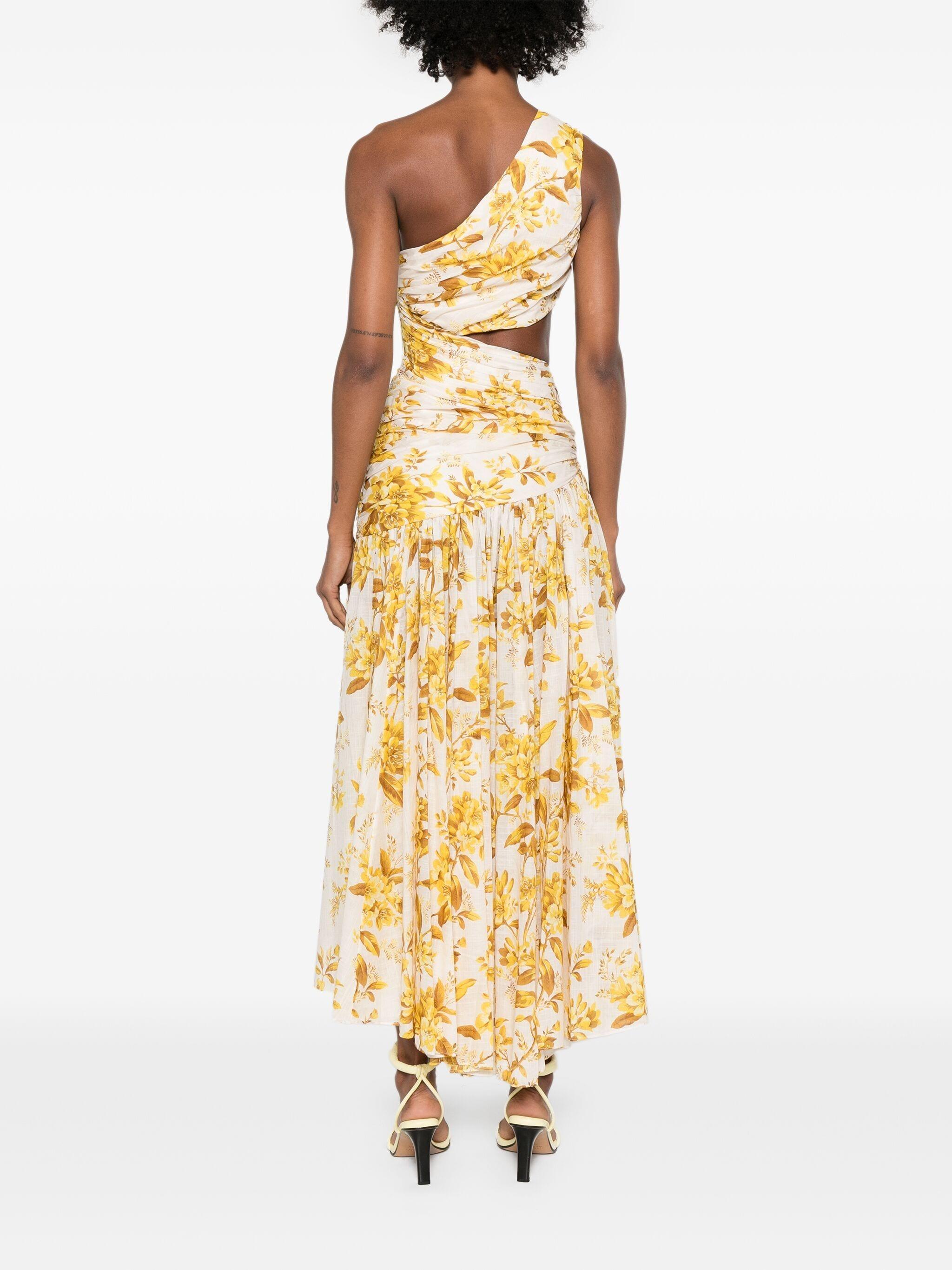 Zimmermann Golden Asymmetric Dress in Metallic | Lyst UK