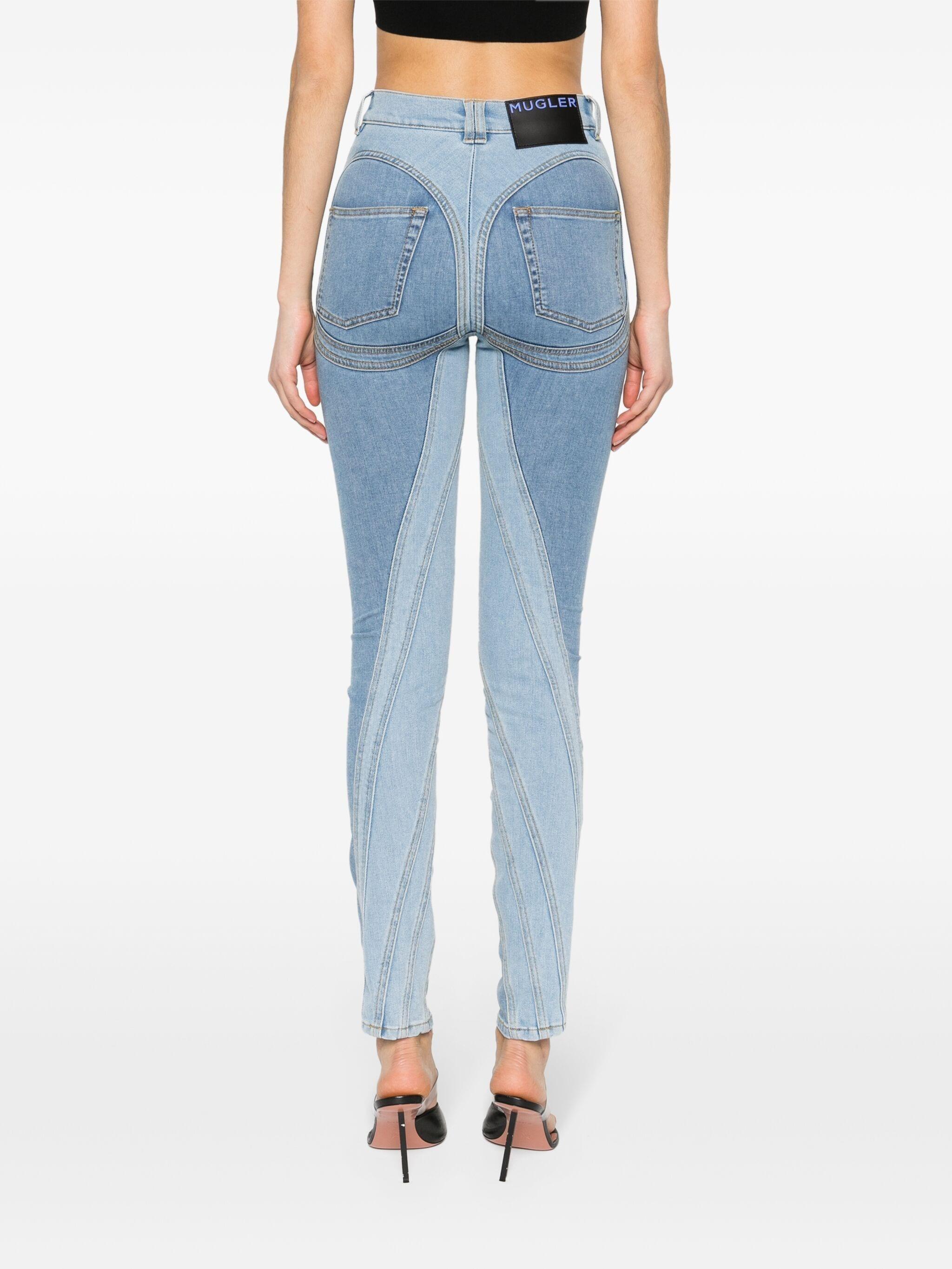 Mugler Spiral High-rise Skinny Jeans in Blue | Lyst