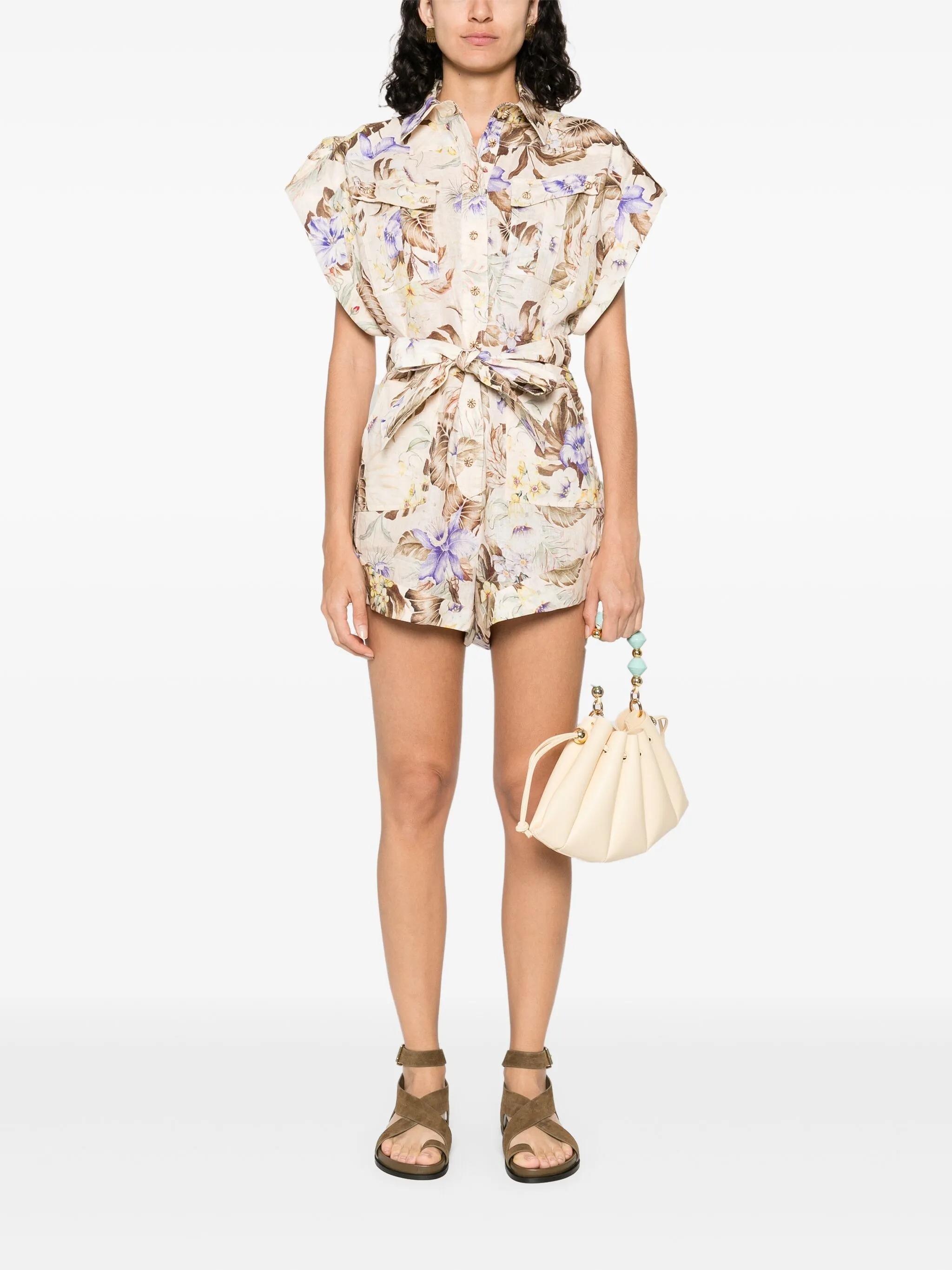 セットアップ ZIMMERMANN ACACIA PRINTED LINEN PLAYSUIT Acacia belted floral-print linen playsuit ZIMMERMANN da