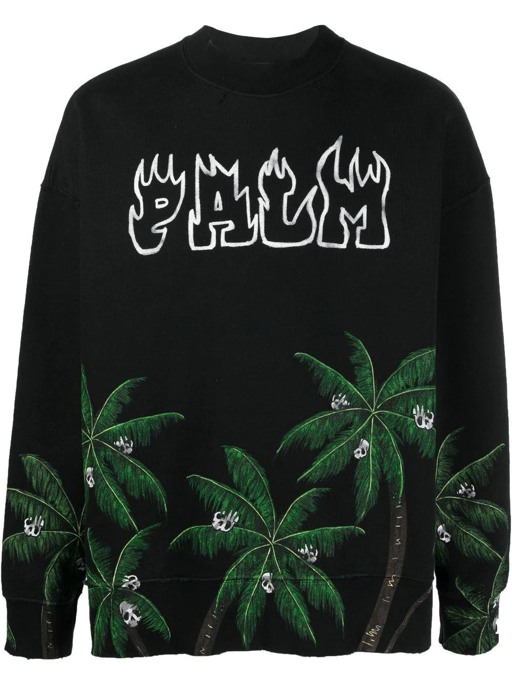 Palm Angels Palm & Skull Logo-print Sweatshirt in Black for Men | Lyst