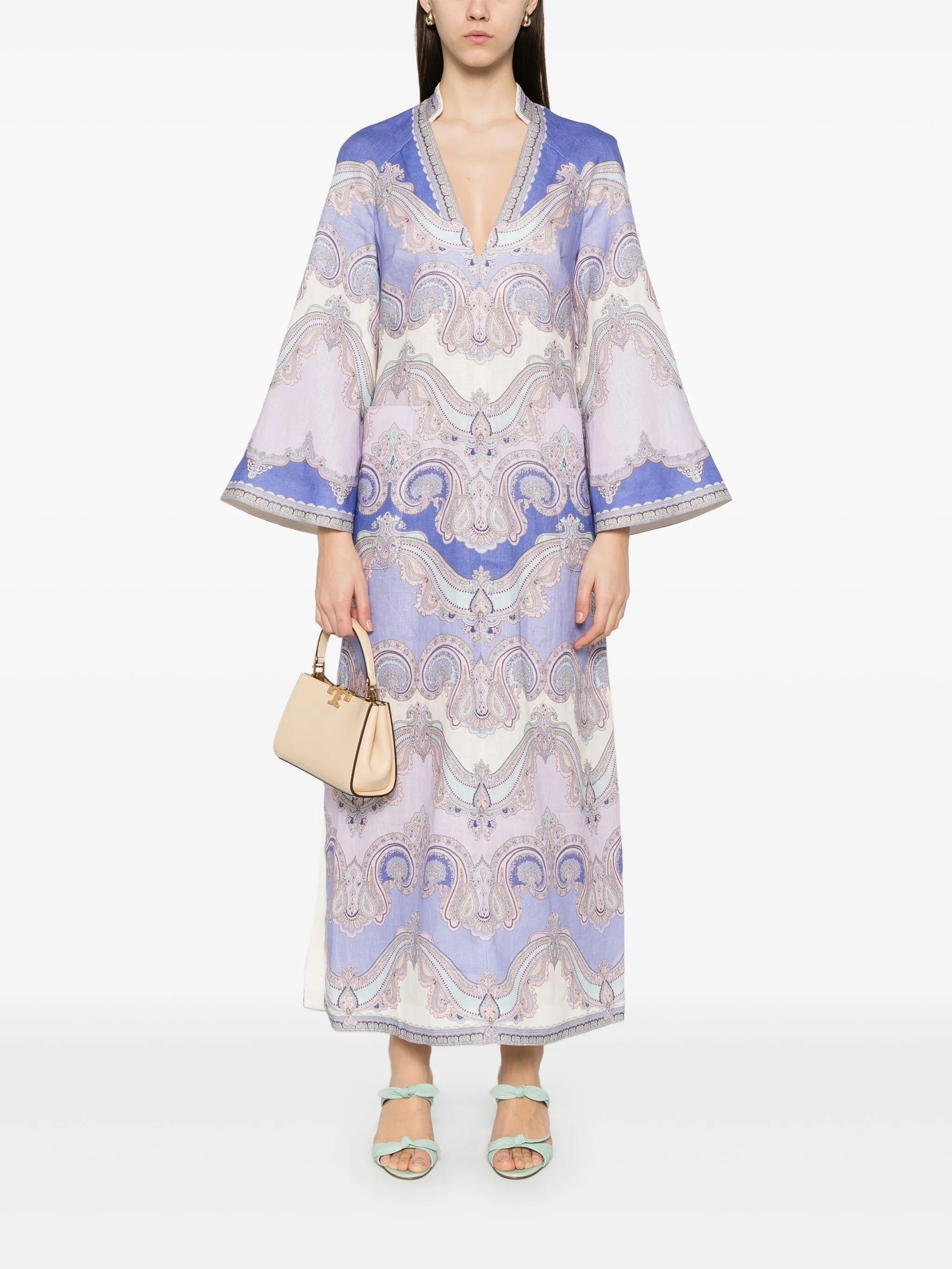 【Zimmermann】MAXINE TUNIC MIDI DRESS チュニック ミディ Maxine Tunic Midi Dress Cornflower Paisley Online | Zimmermann