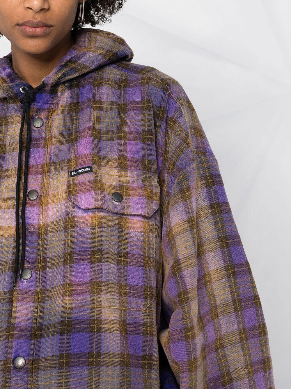Balenciaga Bleached Plaid Hooded Shirt Purple for Men | Lyst Balenciaga Bleached Plaid Hooded Shirt Purple for Men | Lyst