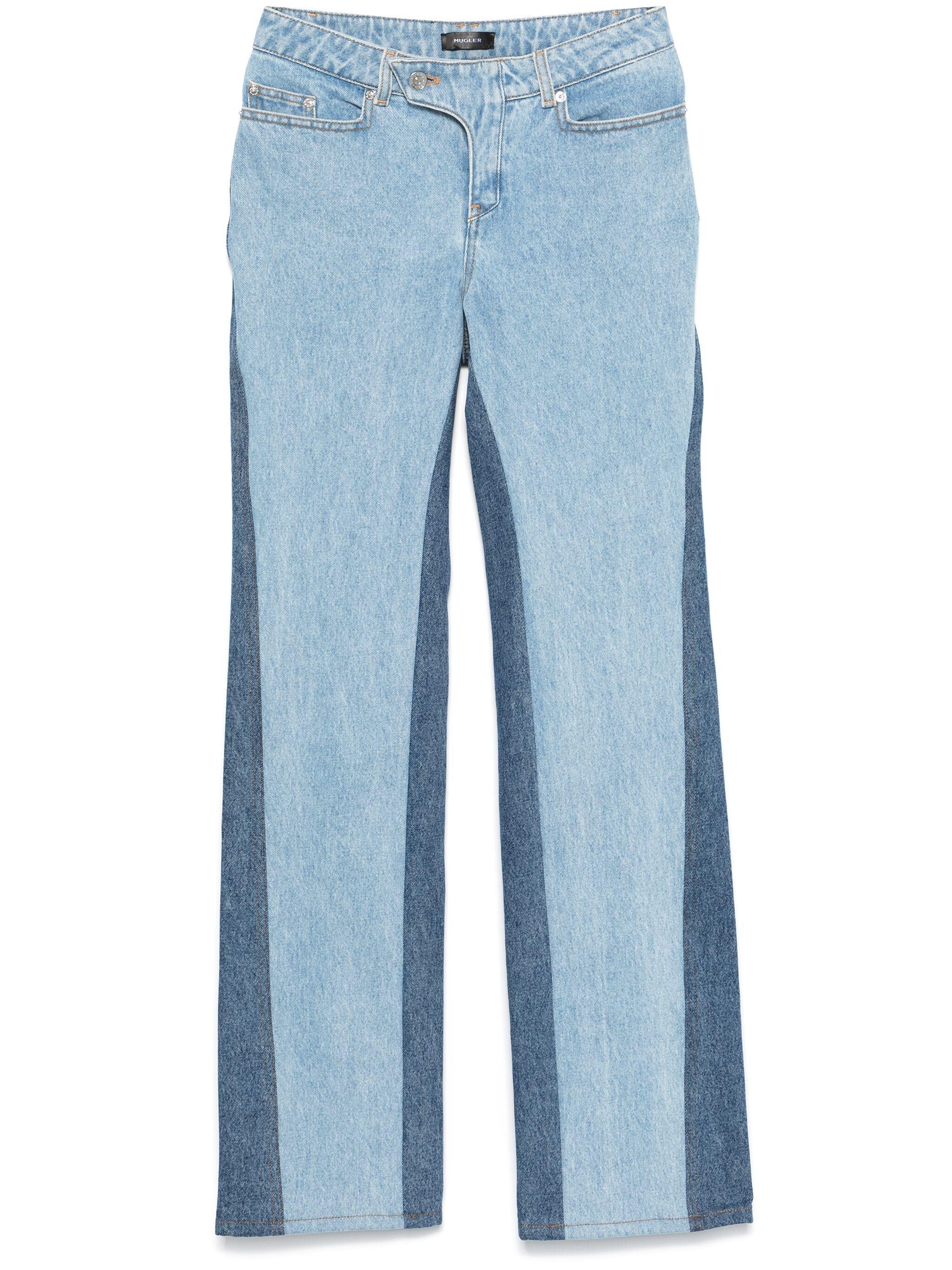 Mugler Bi-Color Straight-Leg Jeans in Blue Lyst UK