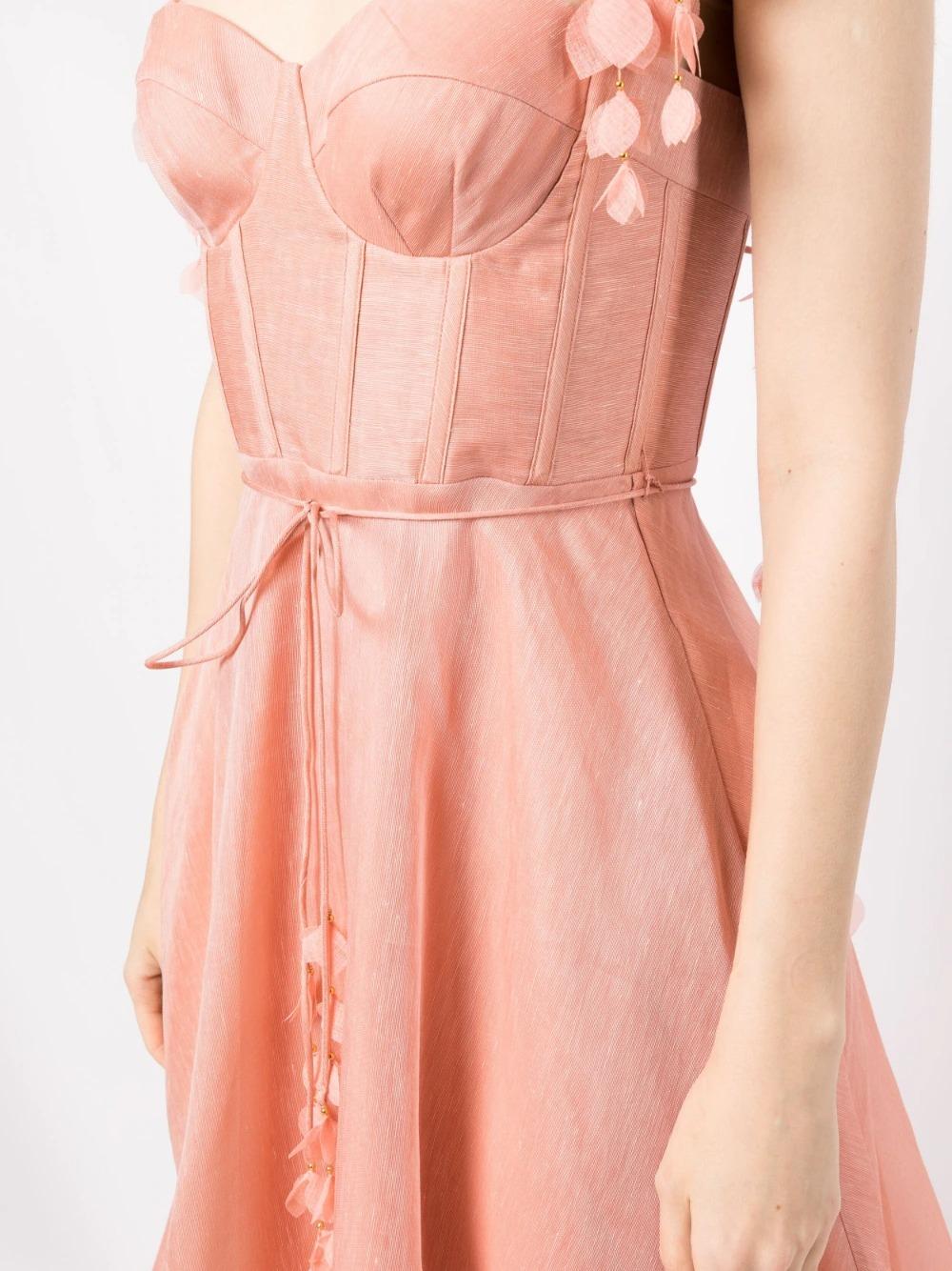 Zimmermann Wonderland Floral-appliqu Midi Dress in Pink | Lyst