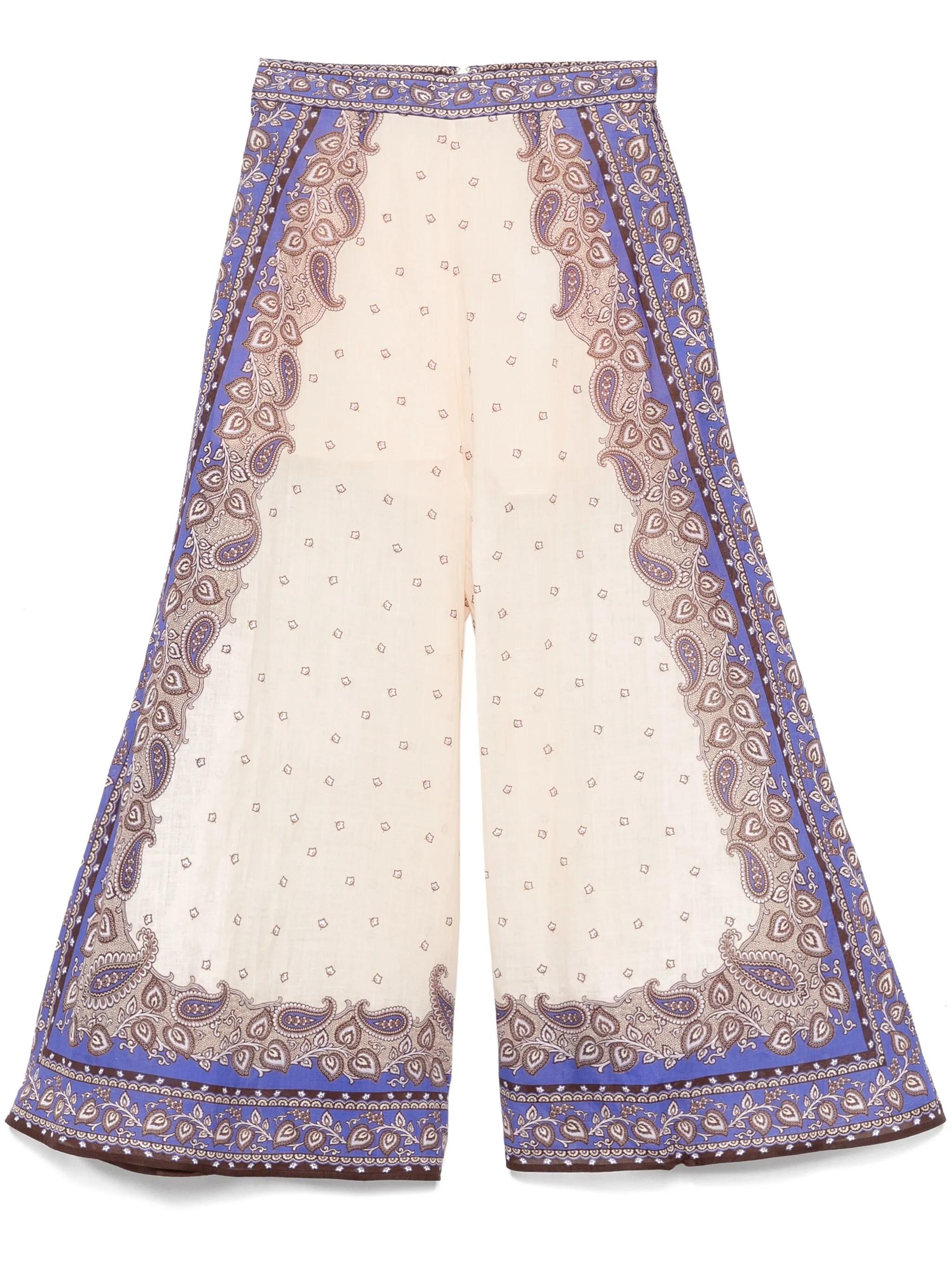 パンツ ZIMMERMANN MAXINE WIDE LEG PRINTED TROUSERS Zimmermann Maxine Wide Leg Printed Trousers in Natural | Lyst